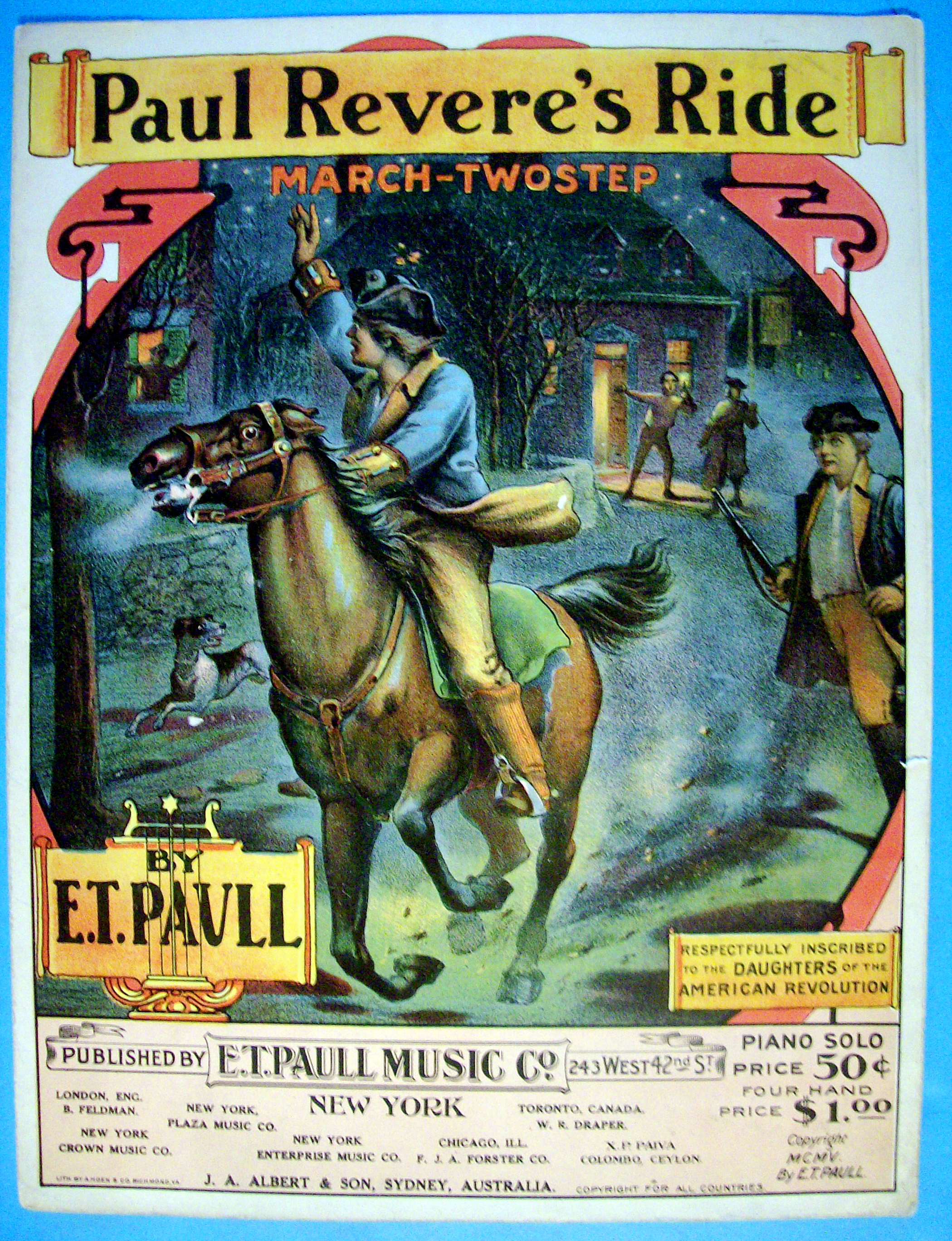 E.T. Paull 1905 Paul Revere's Ride March Sheet Music