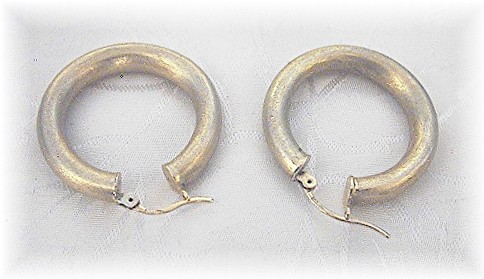 Earrings 14 K Brushed Yellow Gold Hoop