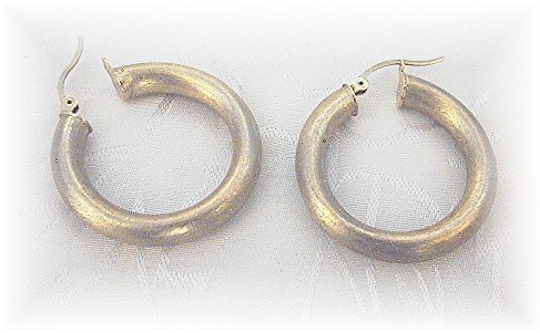 Earrings 14 K Brushed Yellow Gold Hoop