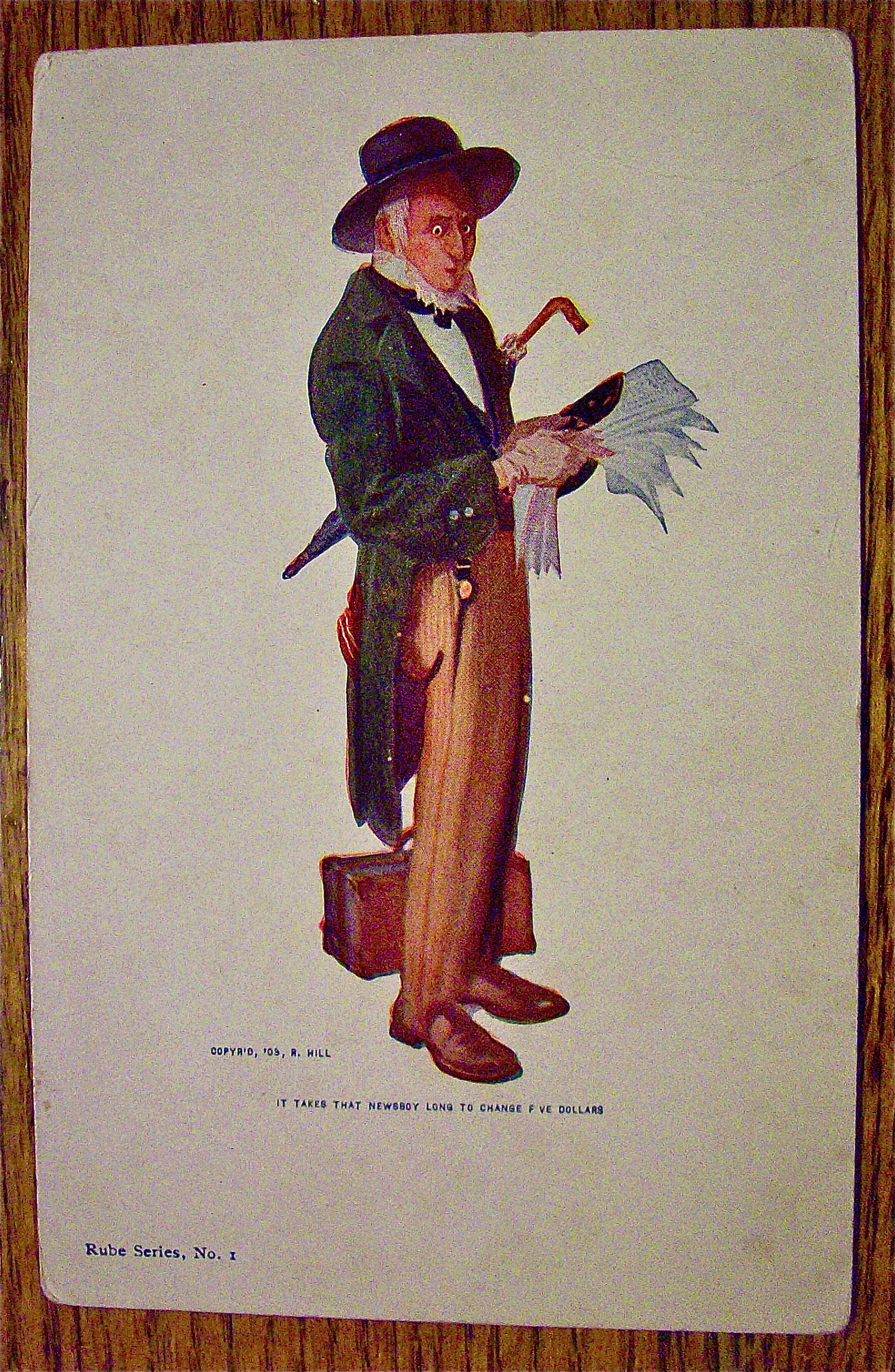Old Man Holding Notes Postcard