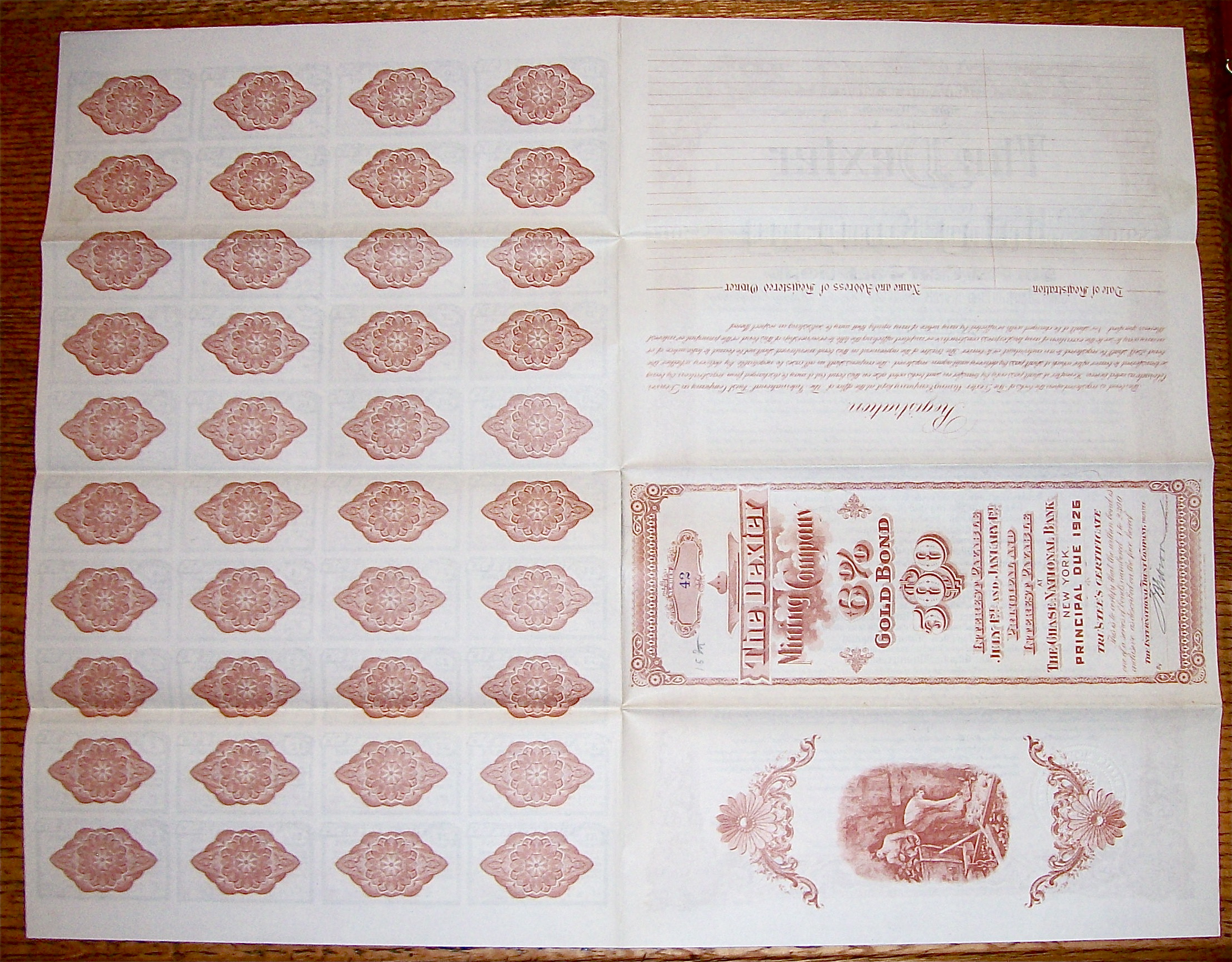 1905 Dexter Mining Company $500 Gold Bond