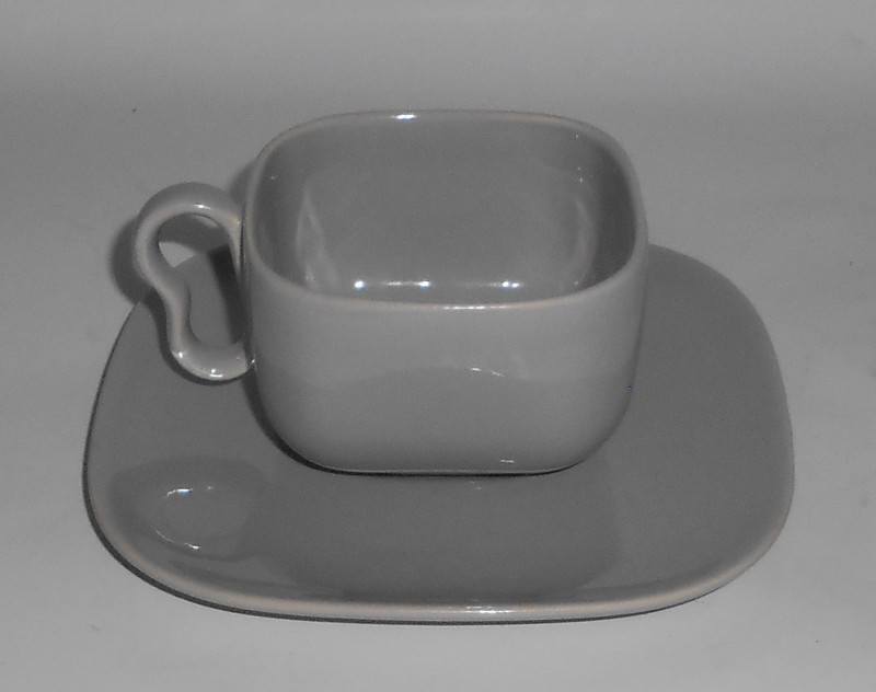 VINTAGE Franciscan Pottery Tiempo Stone Gray Cup & Saucer Set
