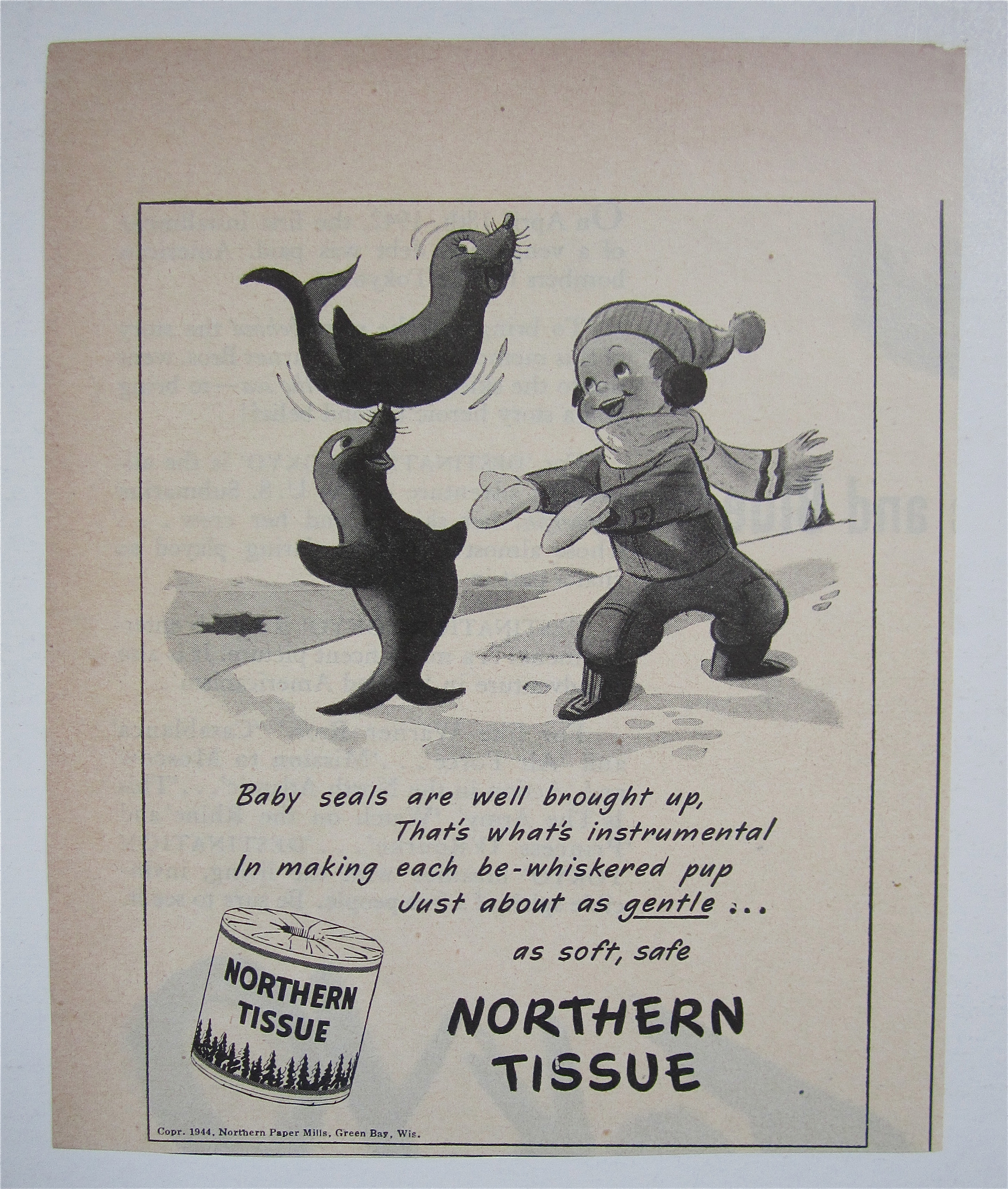 1944 Northern Tissue with Boy & Baby Seals