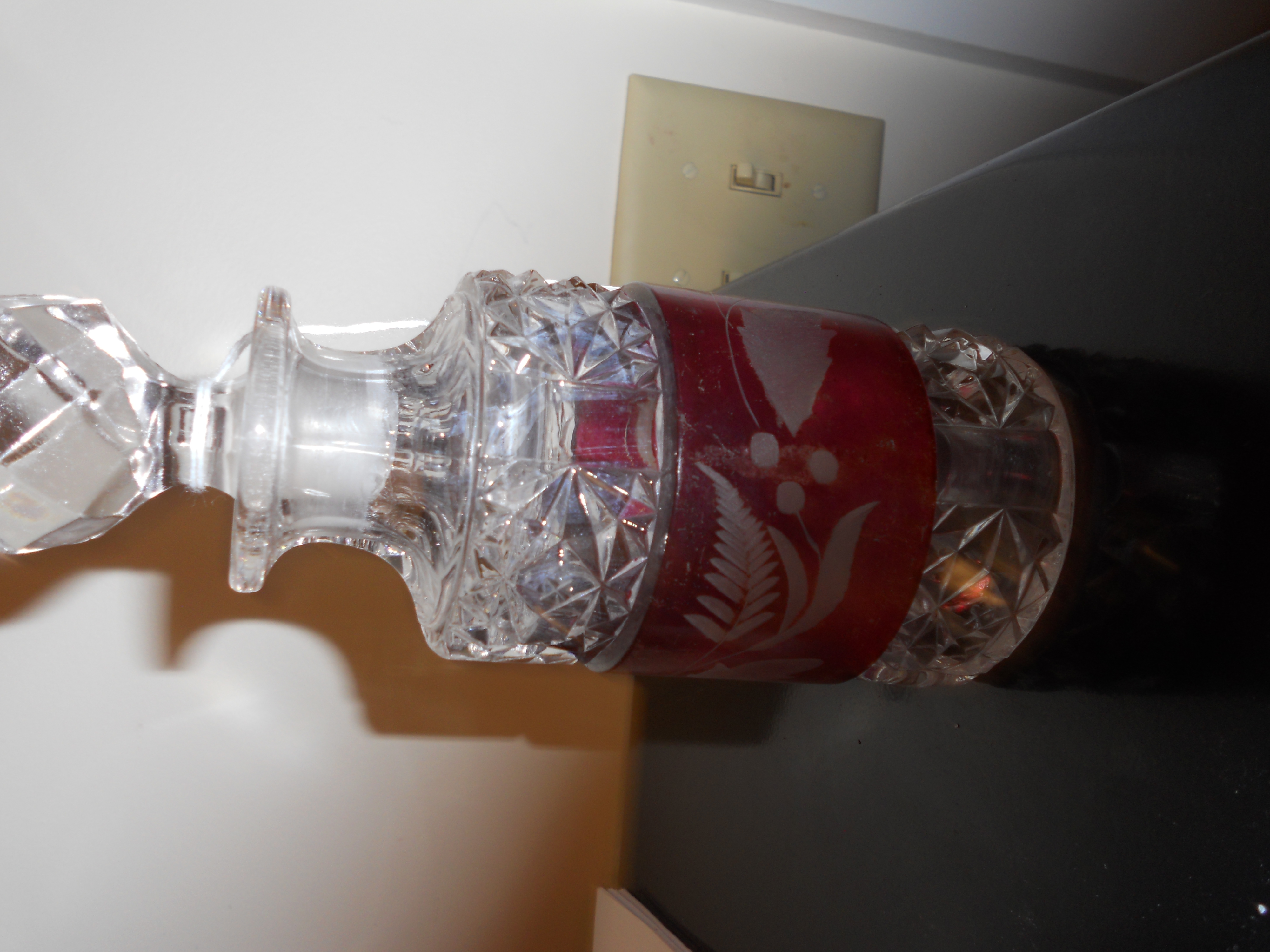 Crystal Perfume Bottle Ruby Flash Acid Etched