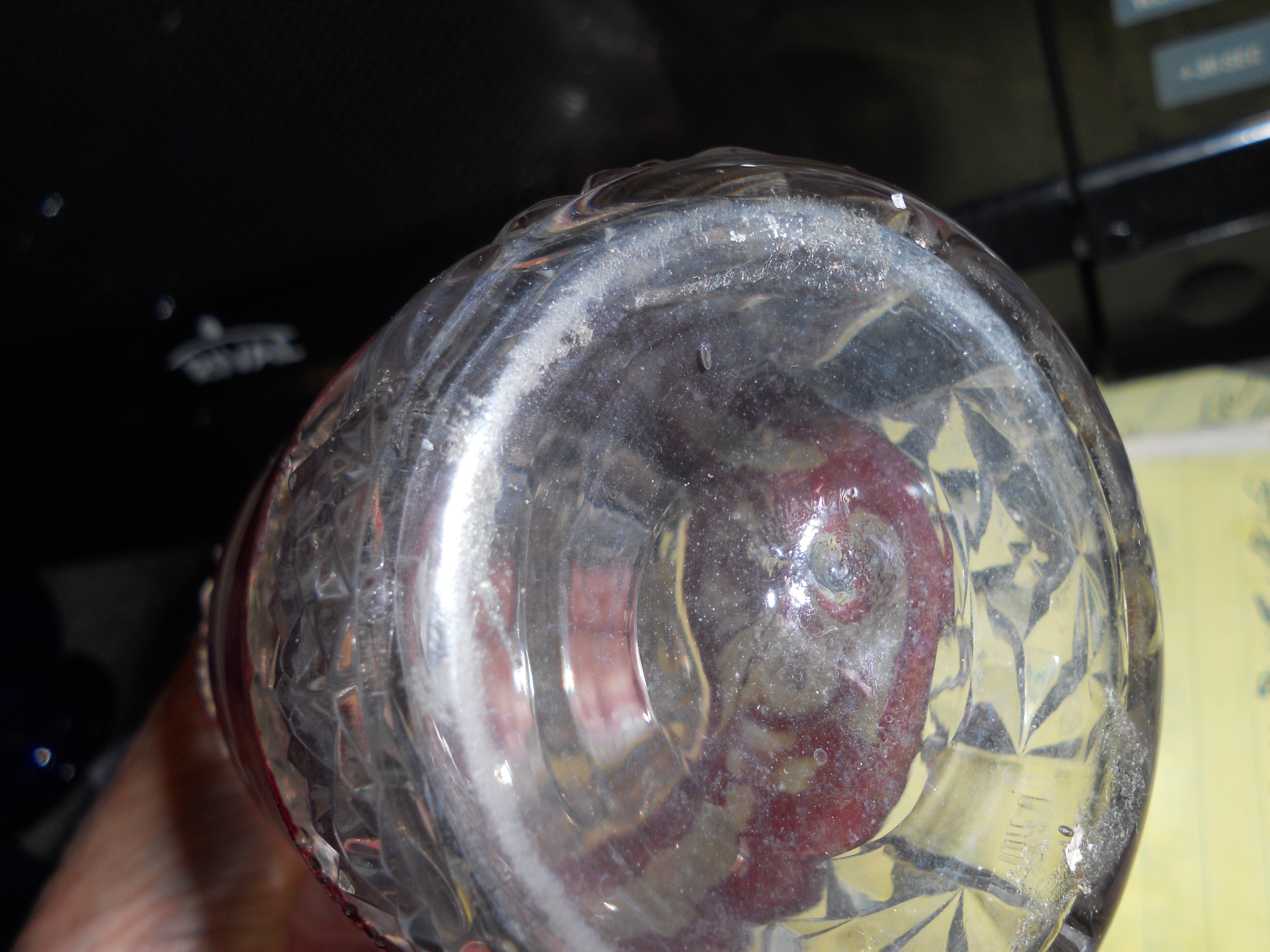 Crystal Perfume Bottle Ruby Flash Acid Etched