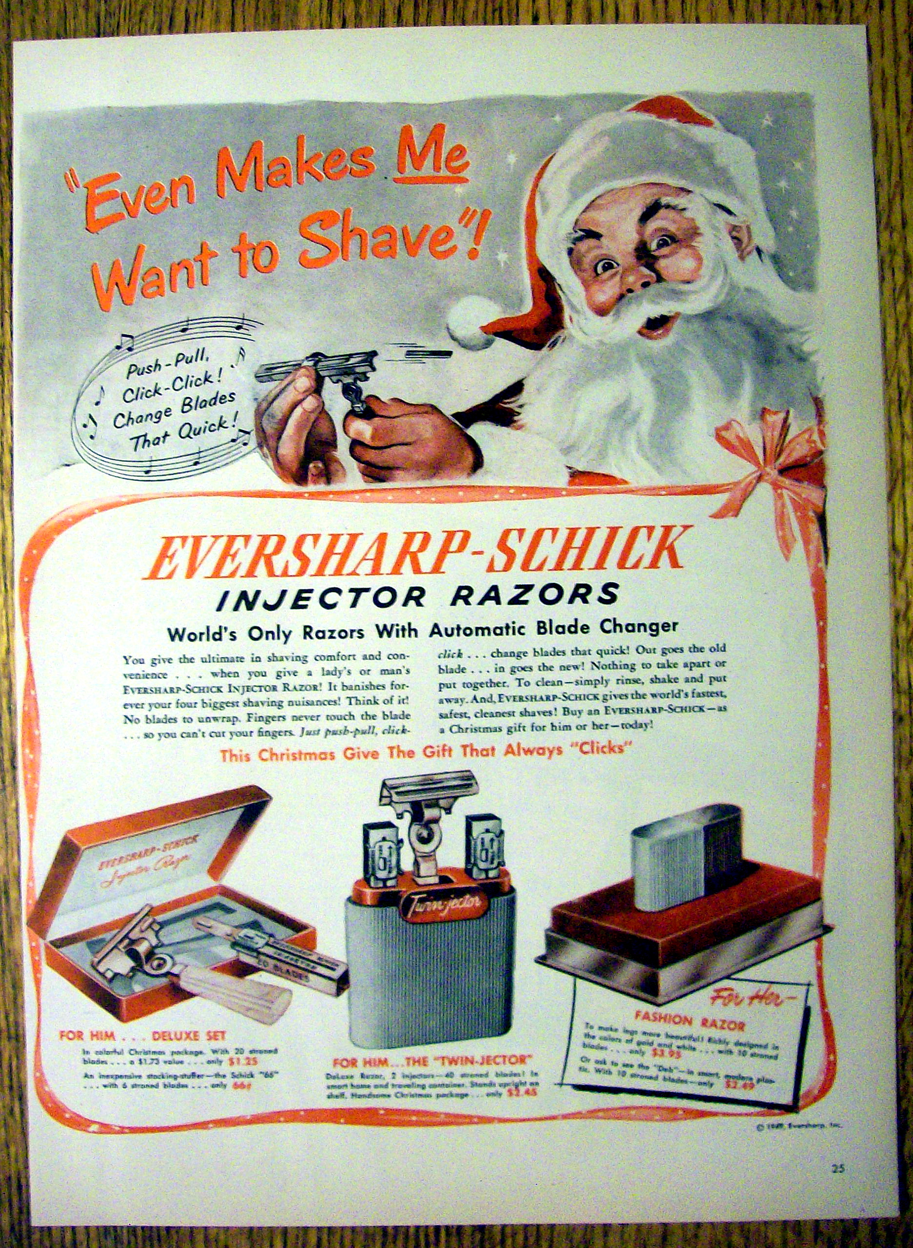 1949 EverSharp Schick Injector Razor with Santa Claus