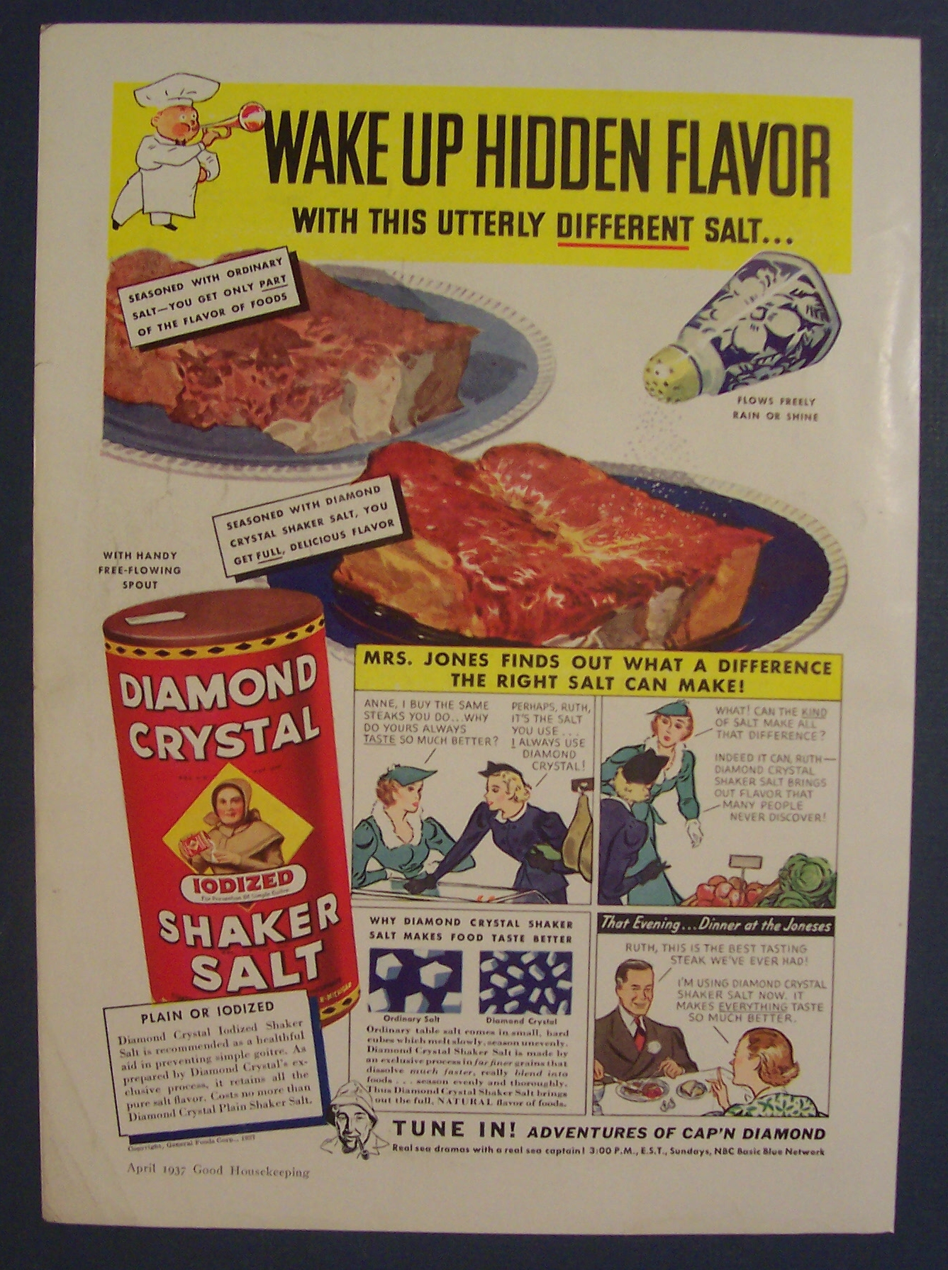 1937  Diamond  Crystal  Shaker  Salt