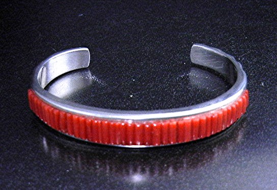 Calvin Begay Coral Sterling Silver Native American