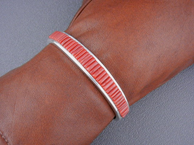 Calvin Begay Coral Sterling Silver Native American