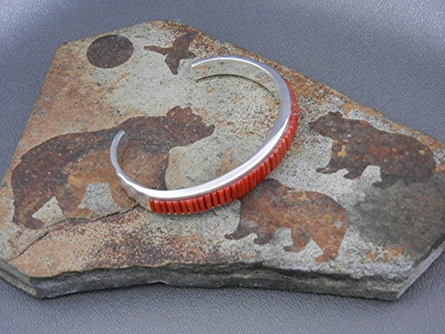 Calvin Begay Coral Sterling Silver Native American
