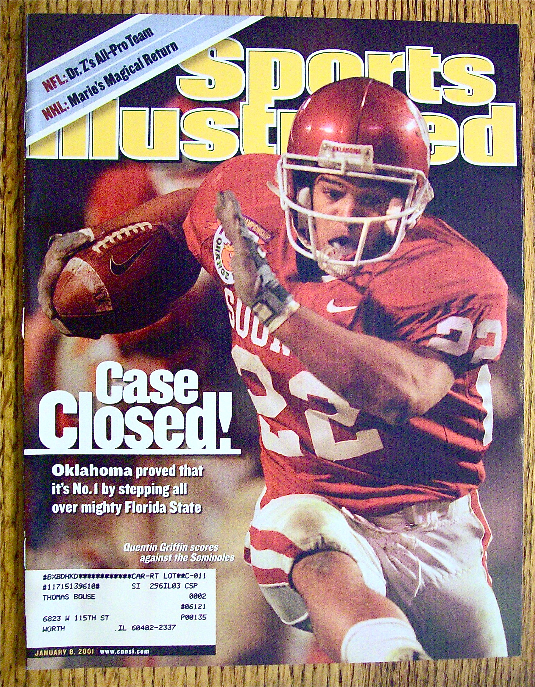 Sports Illustrated Magazine January 8, 2001 Quentin G.