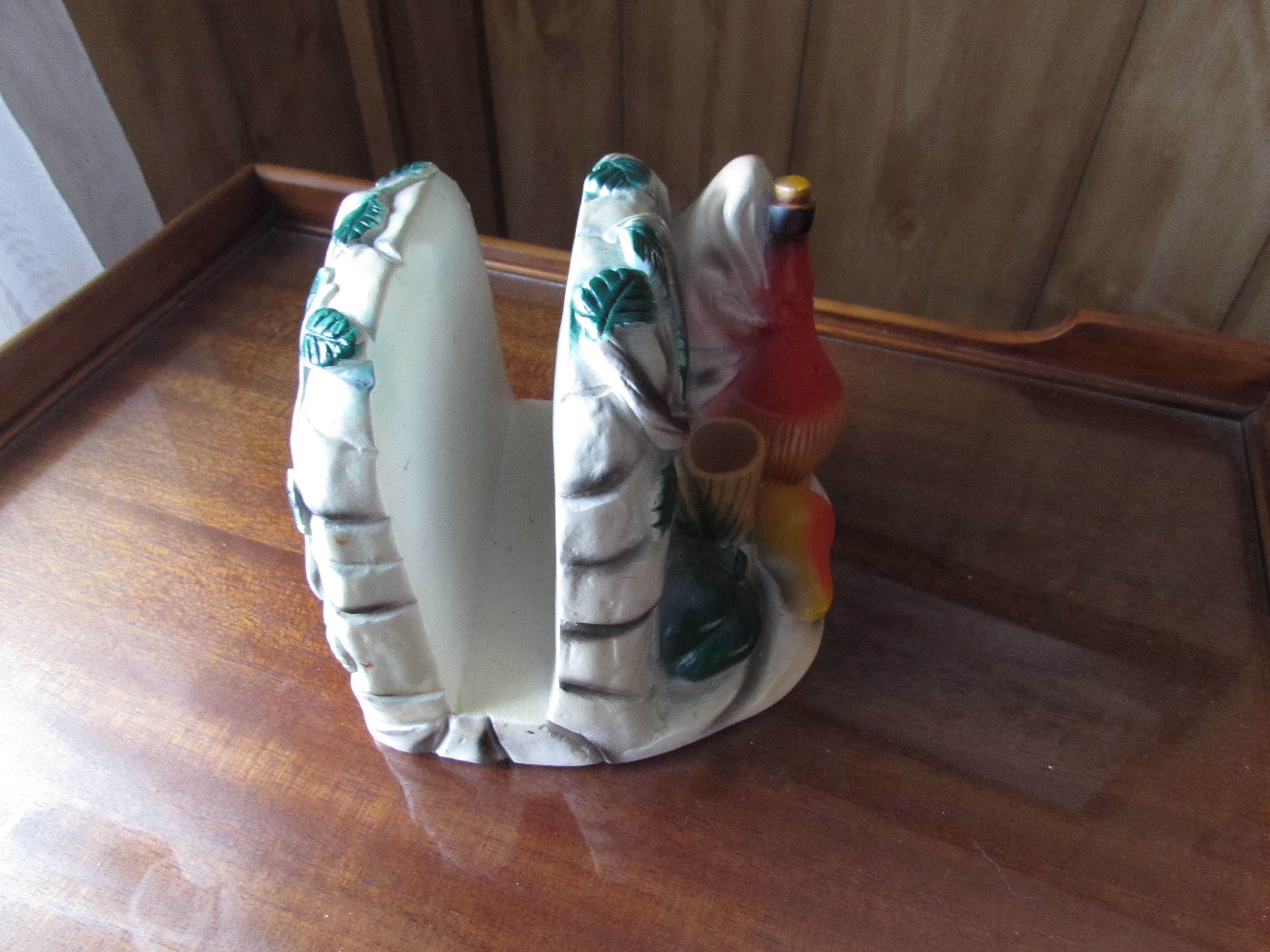 Chalkware Napkin and Toothpick Holder Wine Fruit Veg