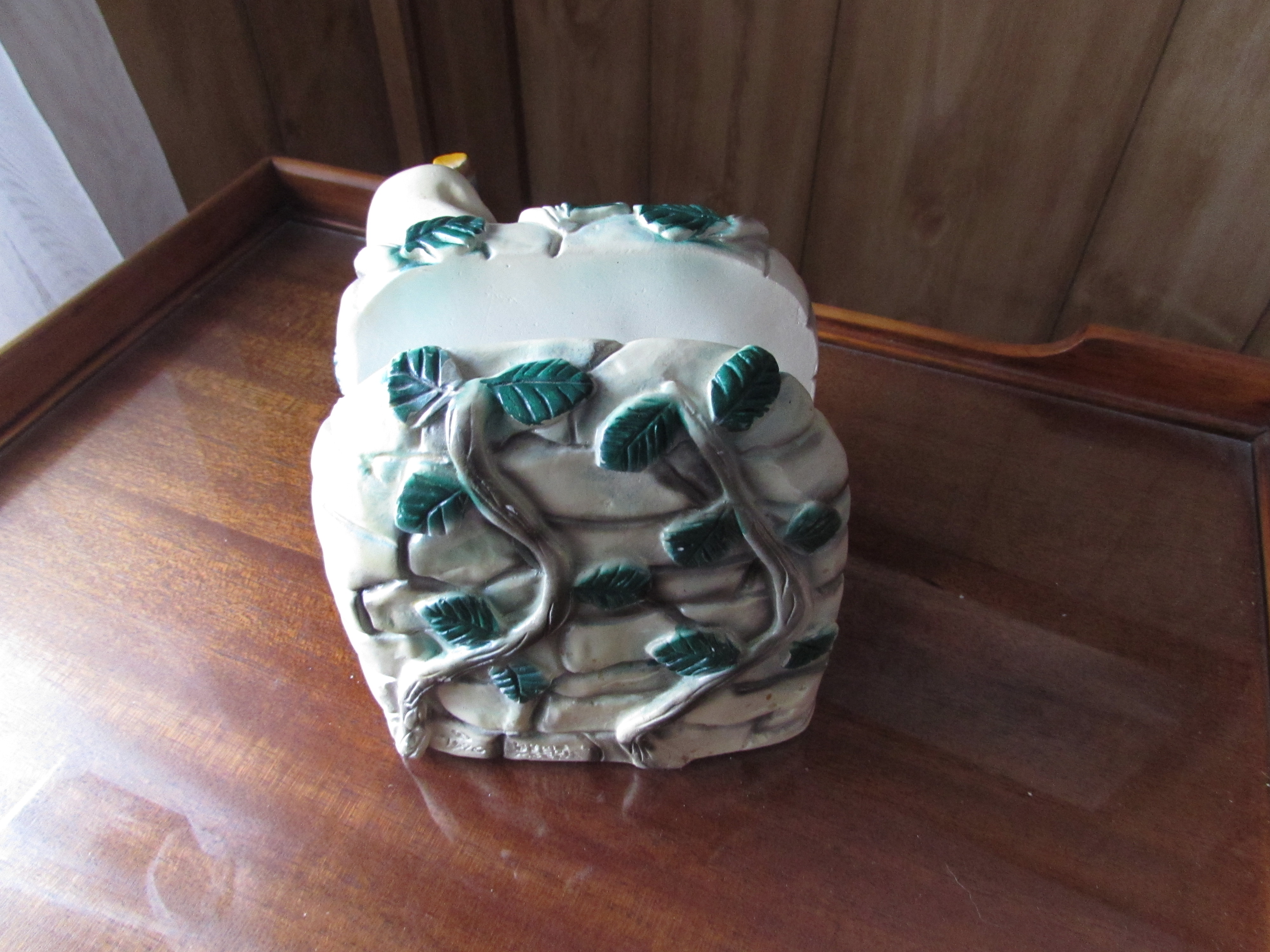 Chalkware Napkin and Toothpick Holder Wine Fruit Veg