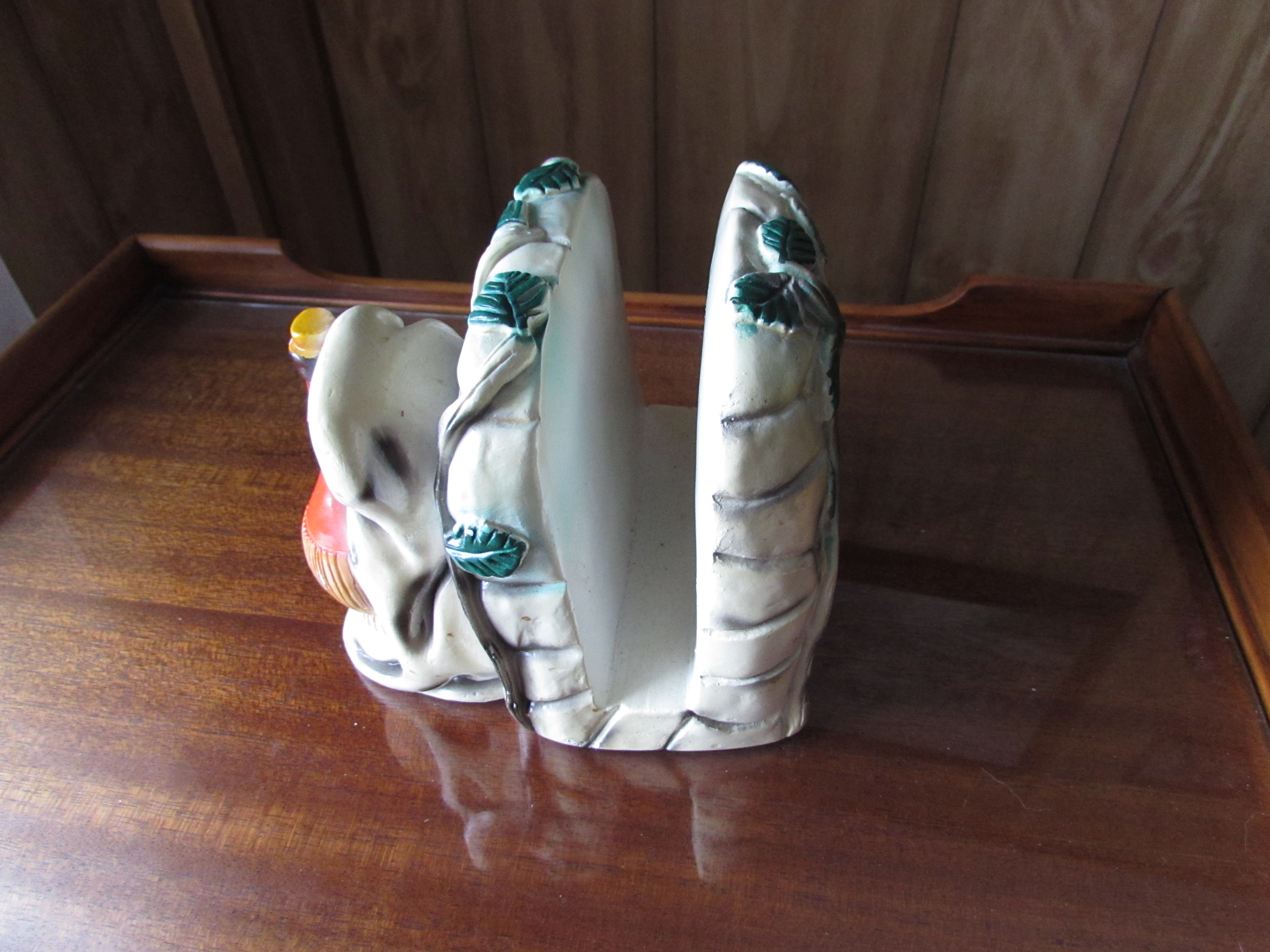 Chalkware Napkin and Toothpick Holder Wine Fruit Veg