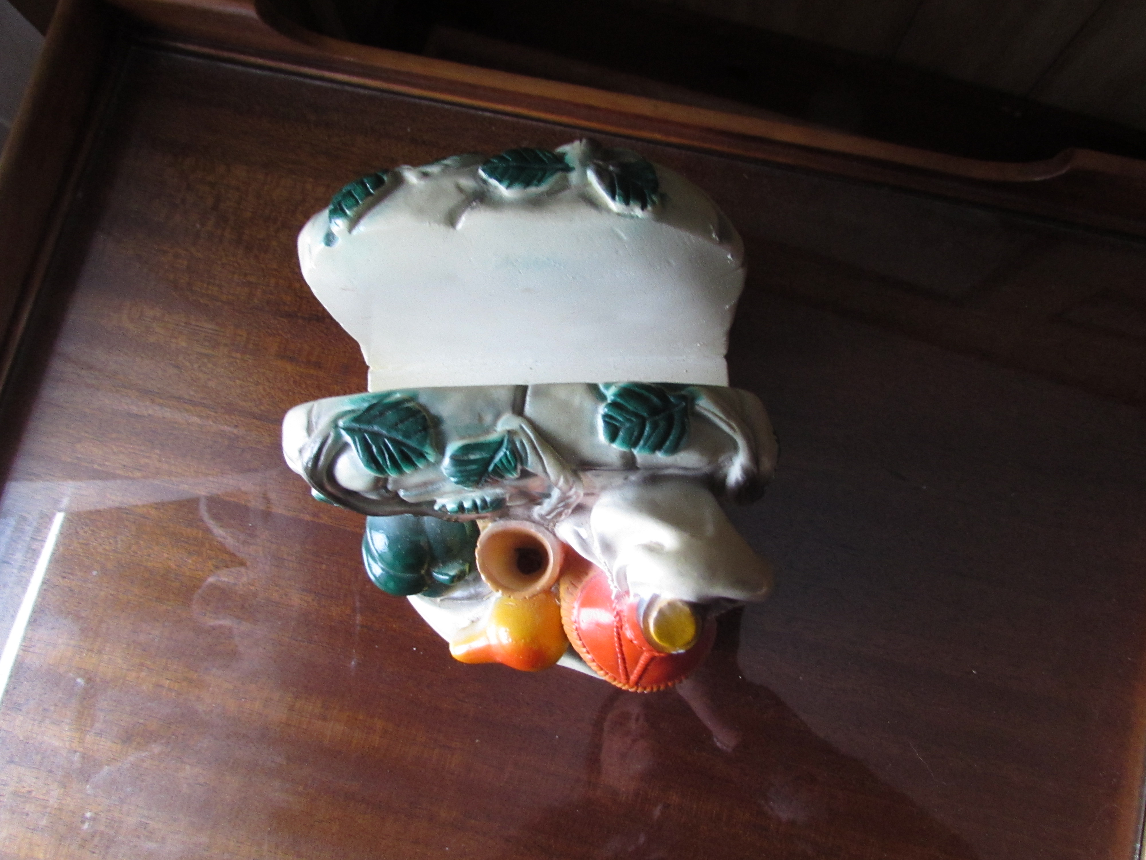 Chalkware Napkin and Toothpick Holder Wine Fruit Veg
