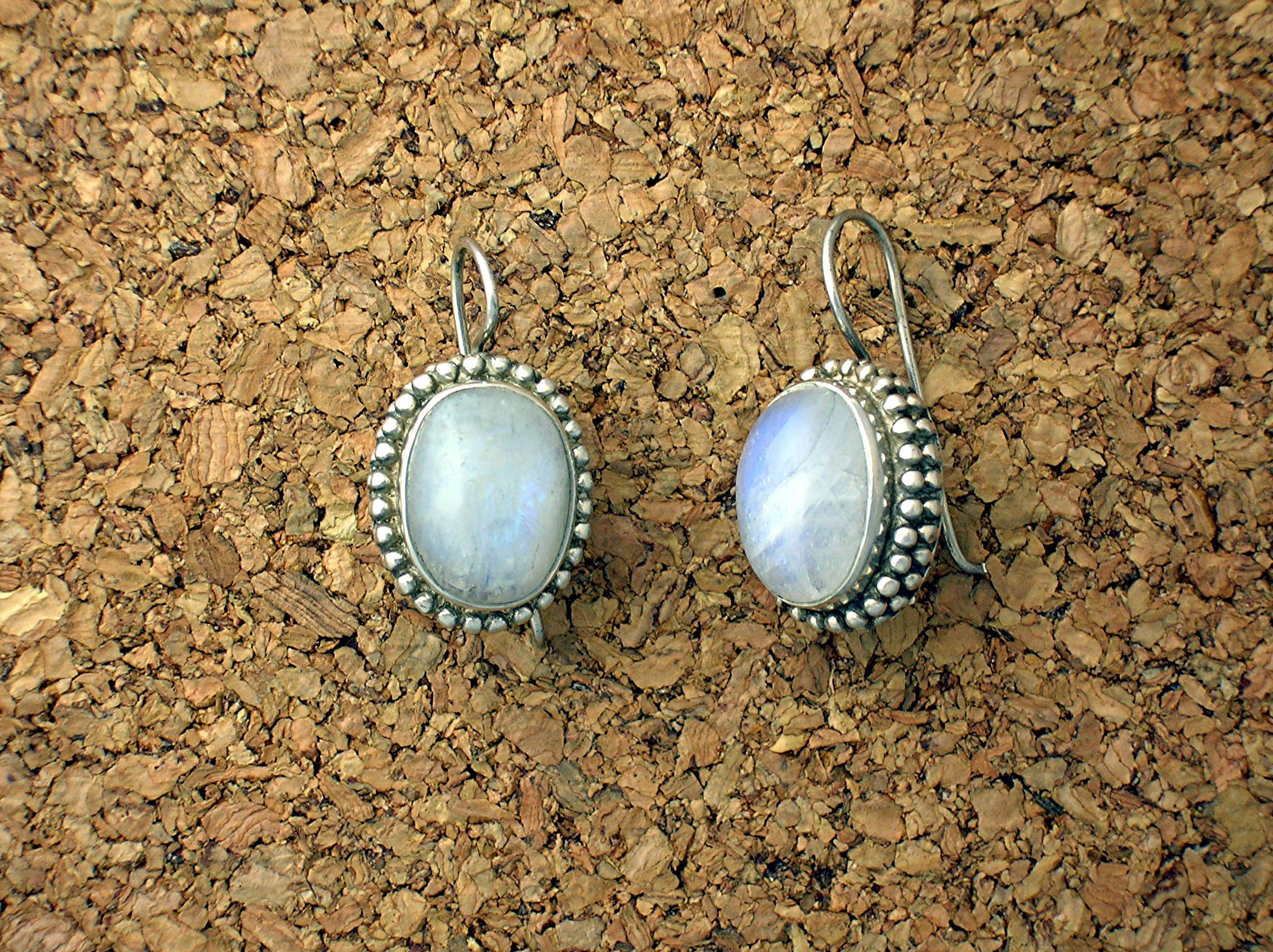 Sterling Silver & Moonstone Pierced Earrings