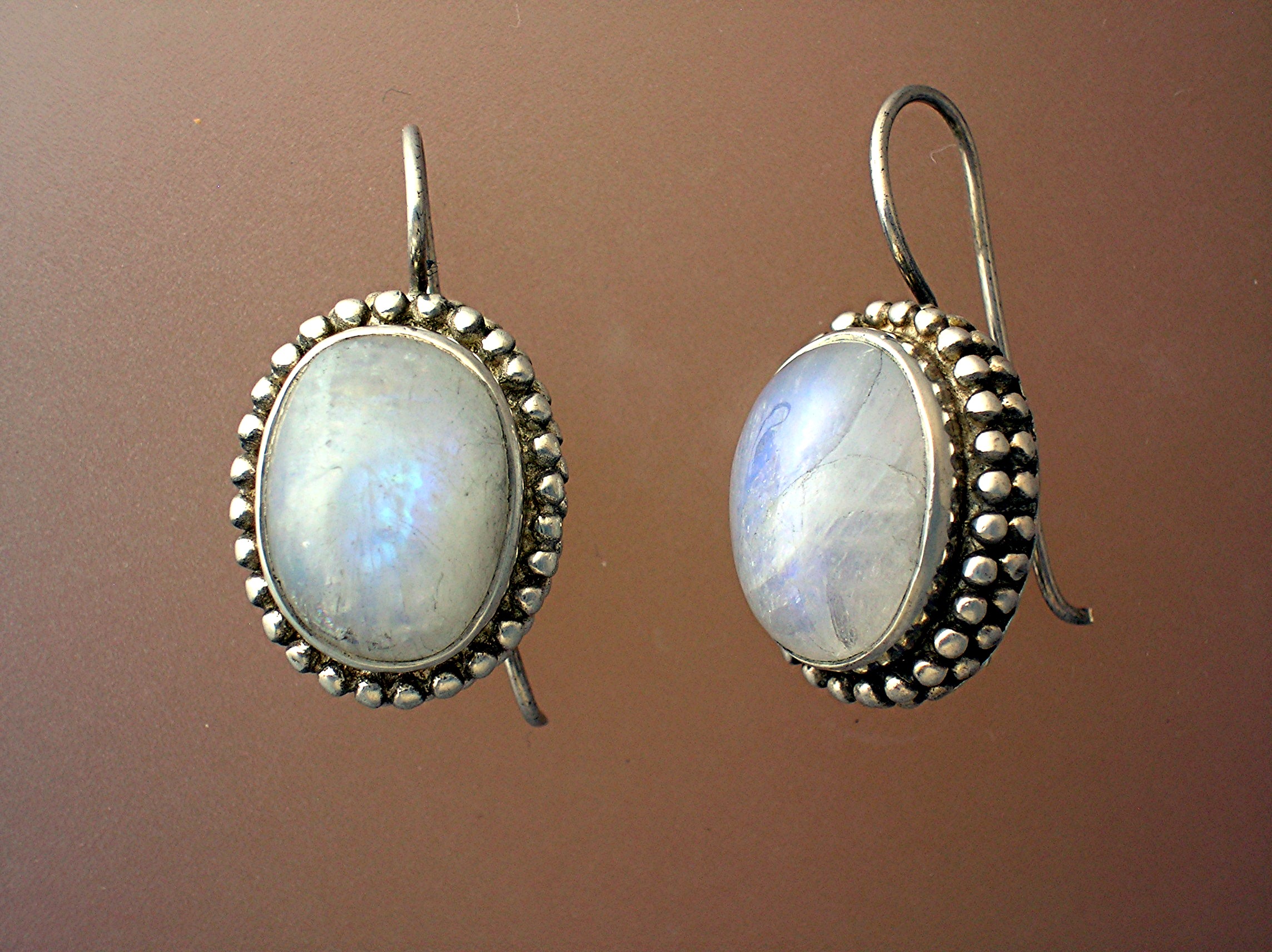 Sterling Silver & Moonstone Pierced Earrings