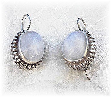 Sterling Silver & Moonstone Pierced Earrings