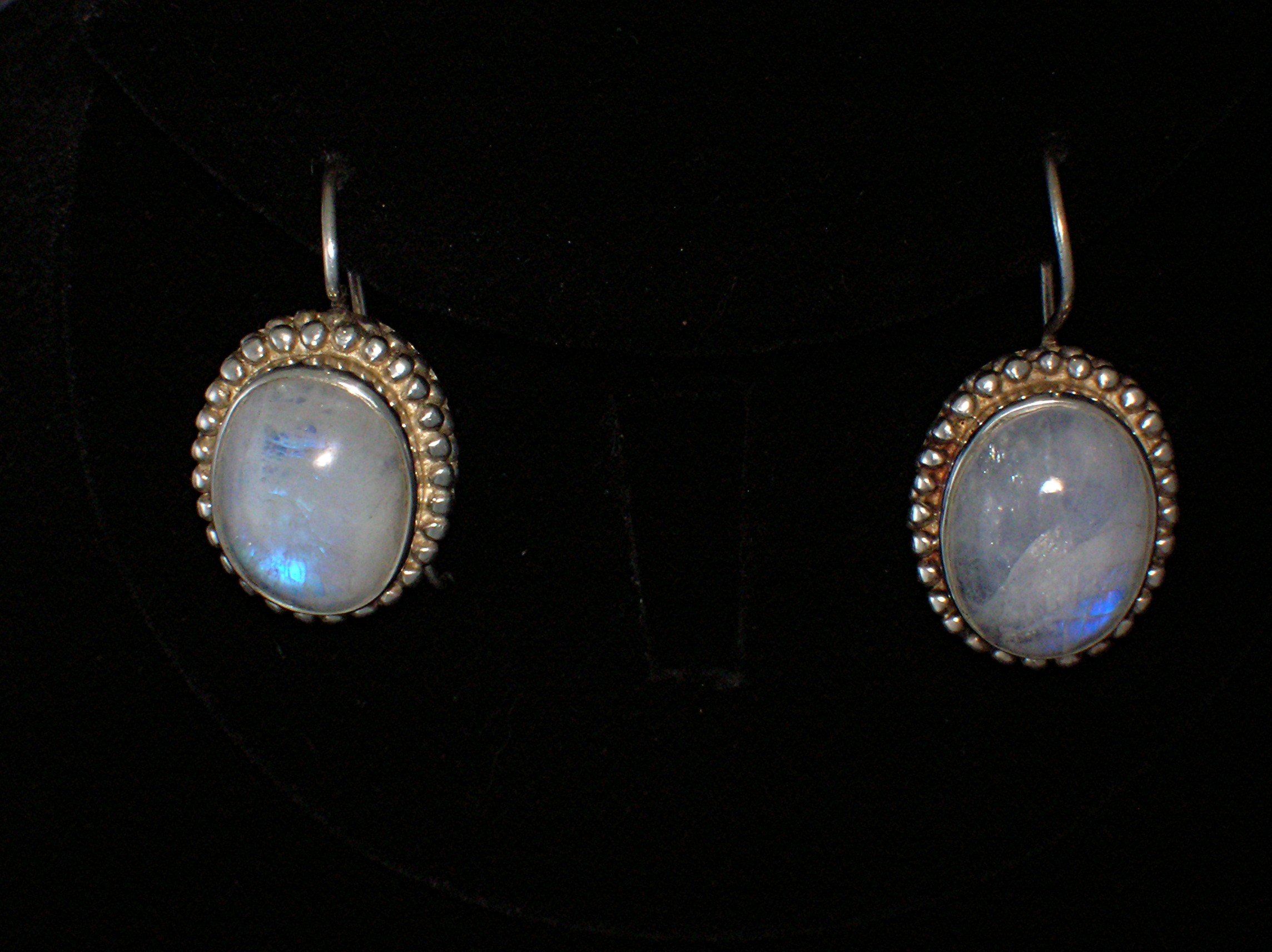 Sterling Silver & Moonstone Pierced Earrings