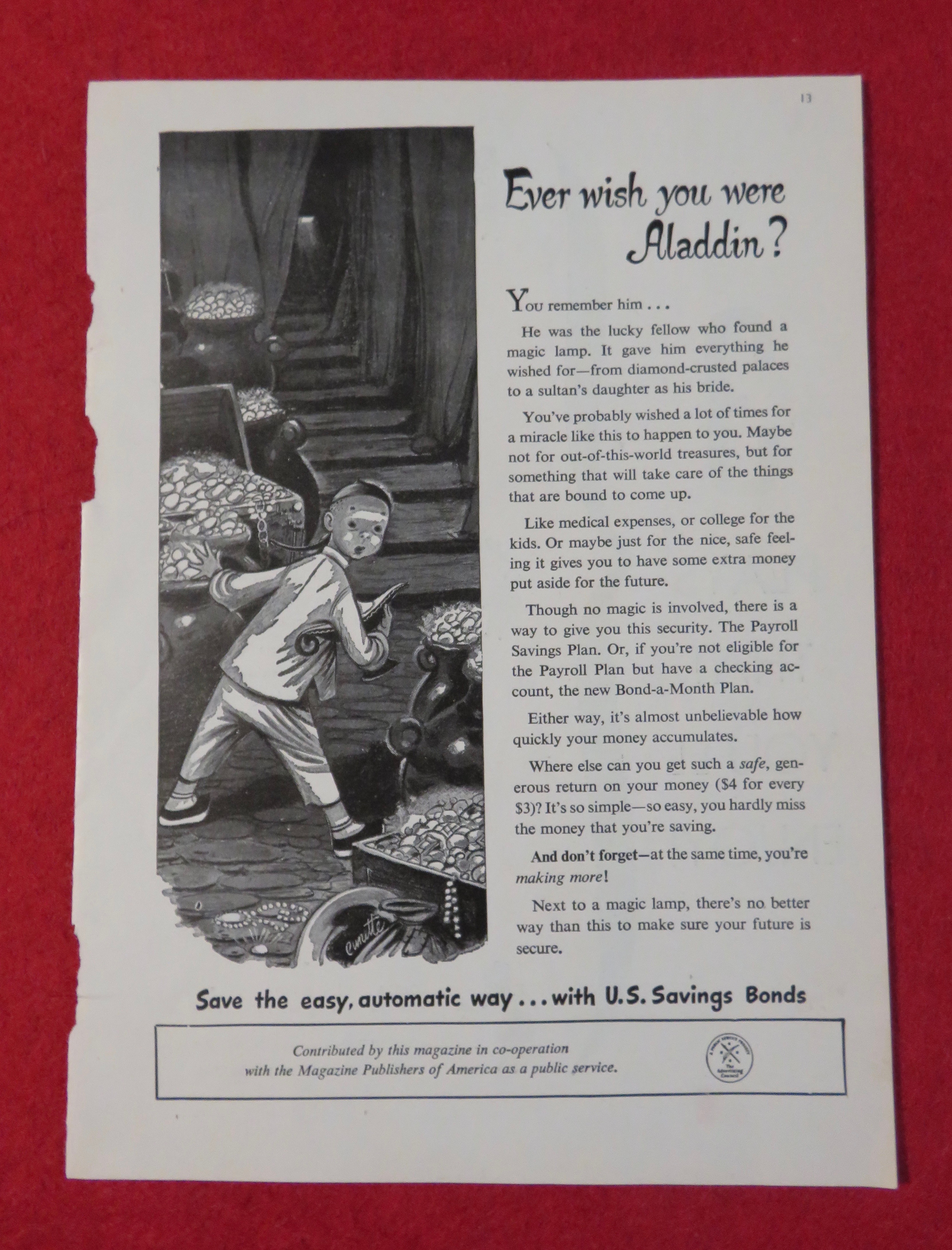 1947 U. S. Savings Bonds w/ Ever Wish You Were Aladdin