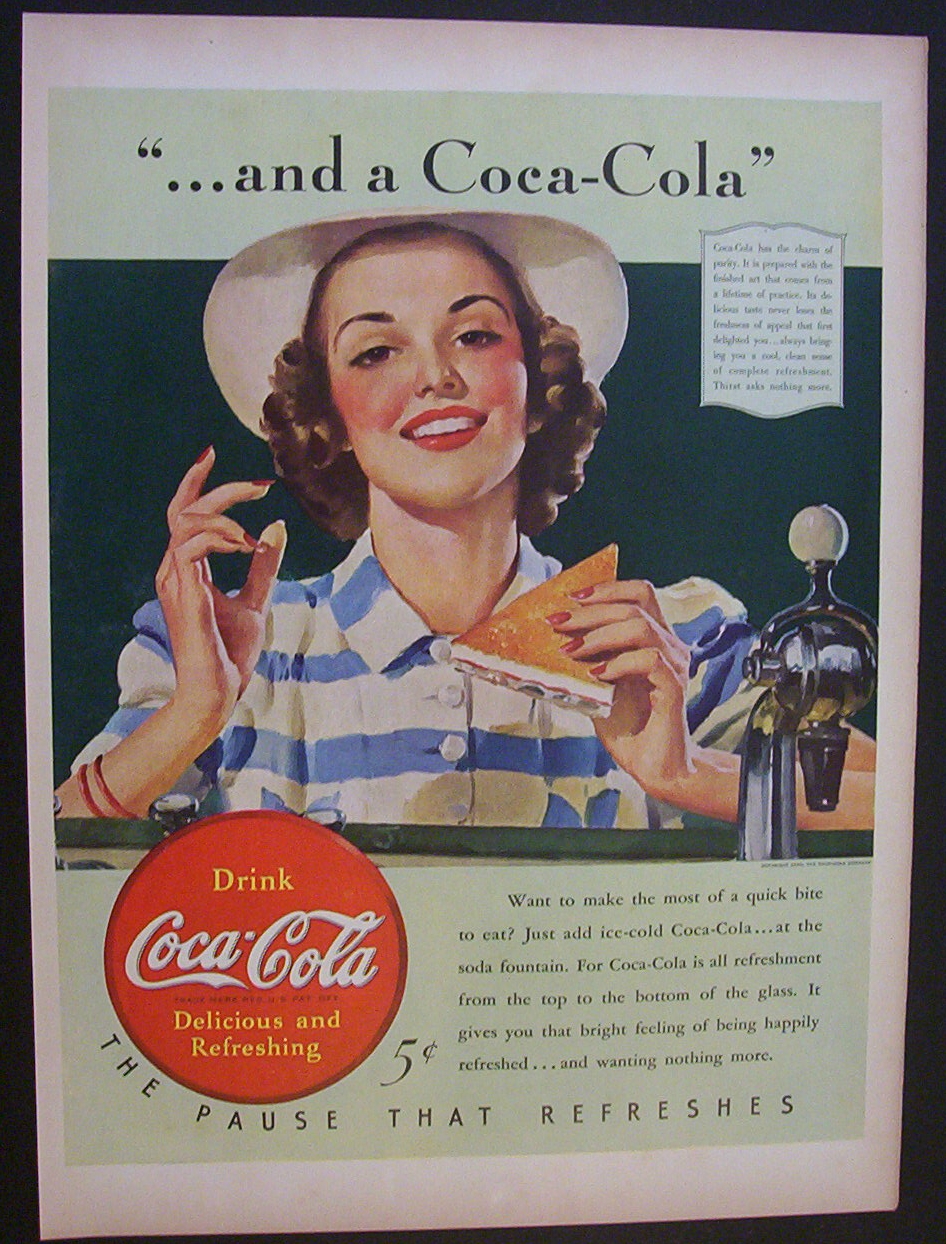 1940 Coca Cola (Coke) with Woman Eating