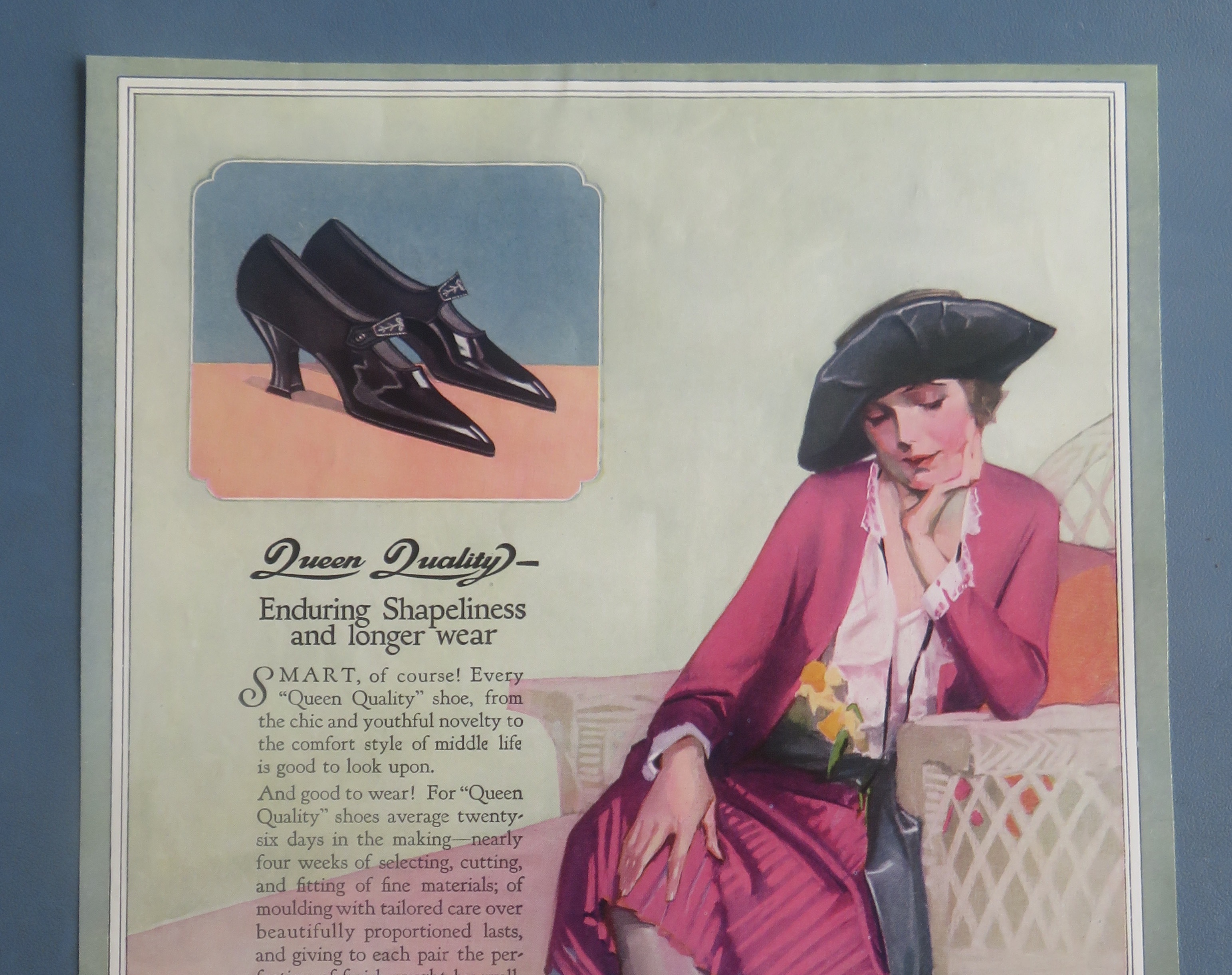 1921 Queen Quality Shoes with Woman Sitting In A Chair