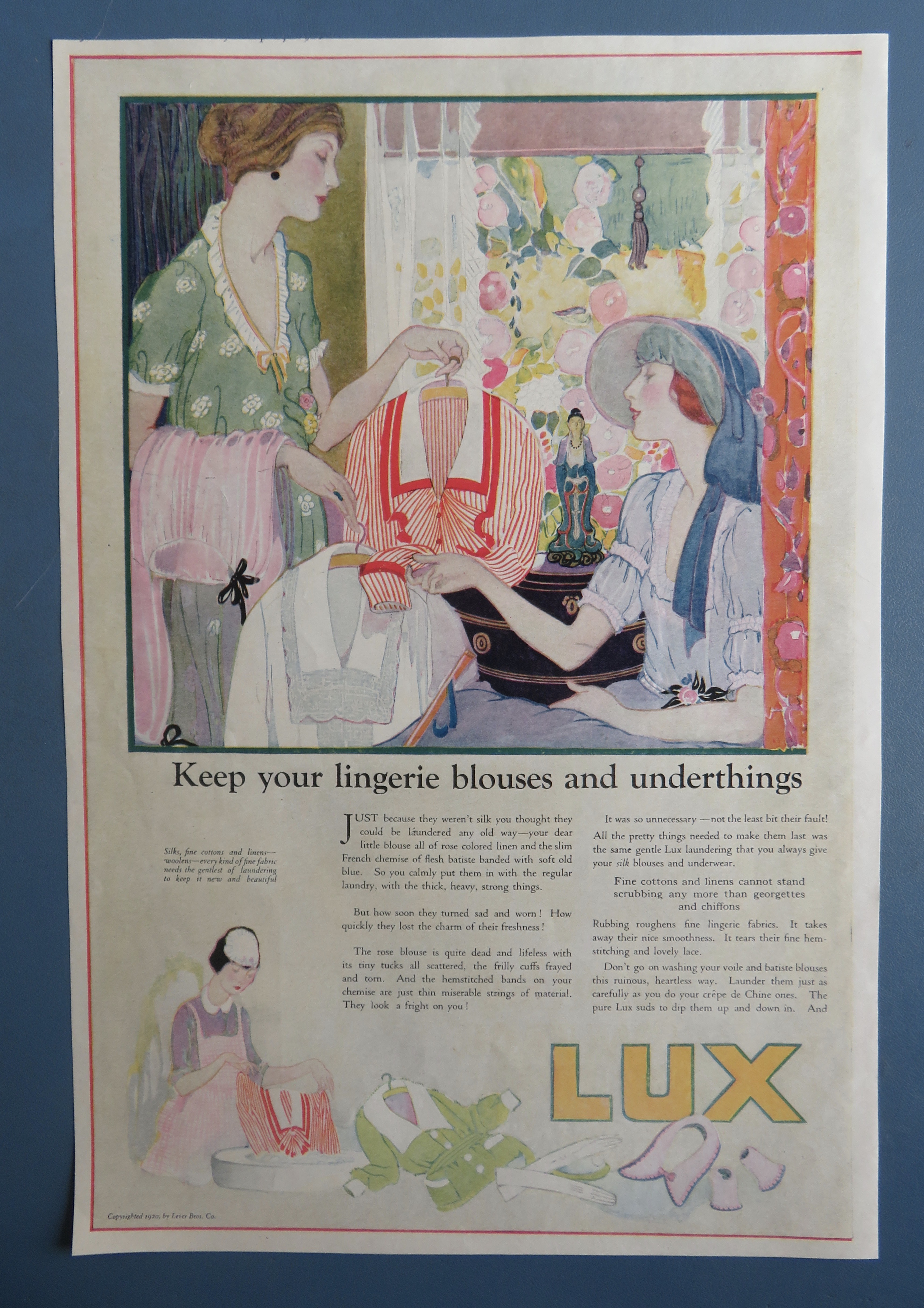 1920 Lux Soap with Two Women Looking At Dress