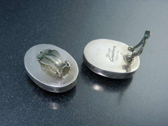 Silver Creations  Sterling Silver Agate Clip Earrings