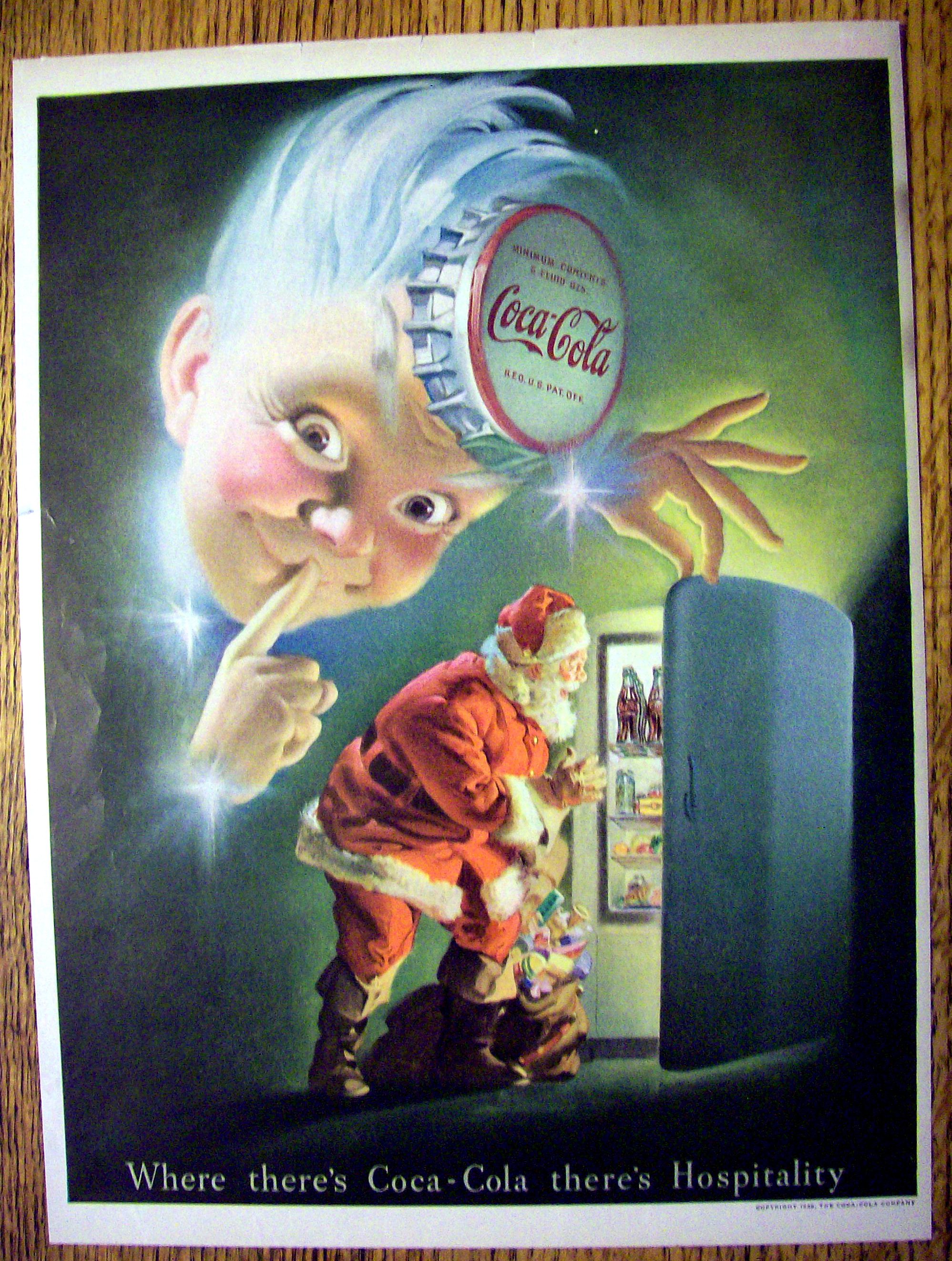 1948 Coca Cola (Coke) with Santa Opening Refrigerator
