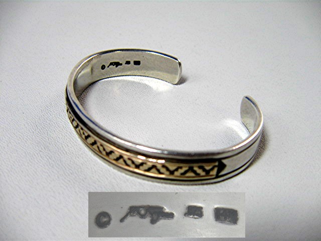 Navajo 14K Gold Sterling Silver Melvin Nesuse Cuff