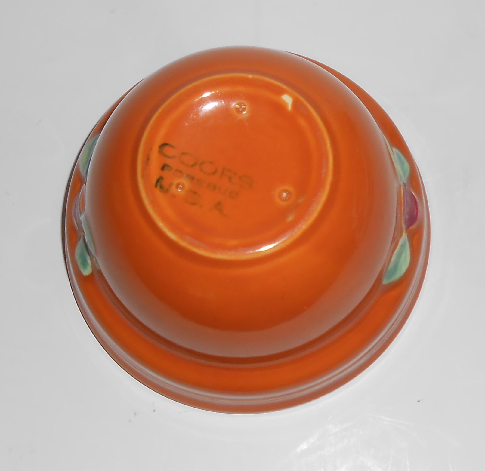 VINTAGE Coors Pottery Rosebud Orange Open Apple Baker 2