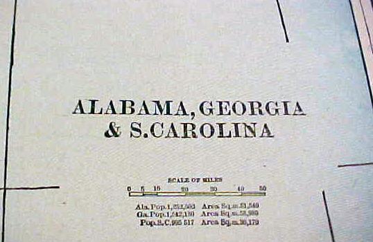Map Alabama Georgia South Carolina 1894 Lg Foldout