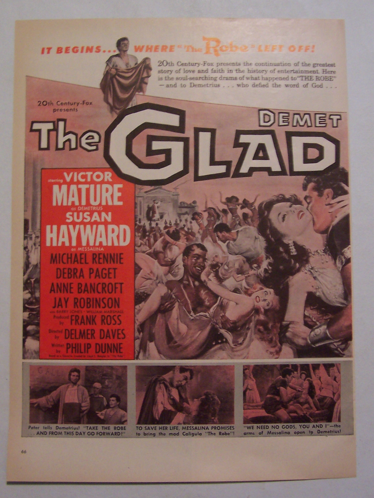 1954  Movie  Ad  For  Demetrius &  The  Gladiators