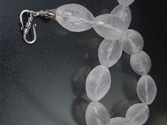Rose Quartz Natural Faceted Sterling Silver Clasp