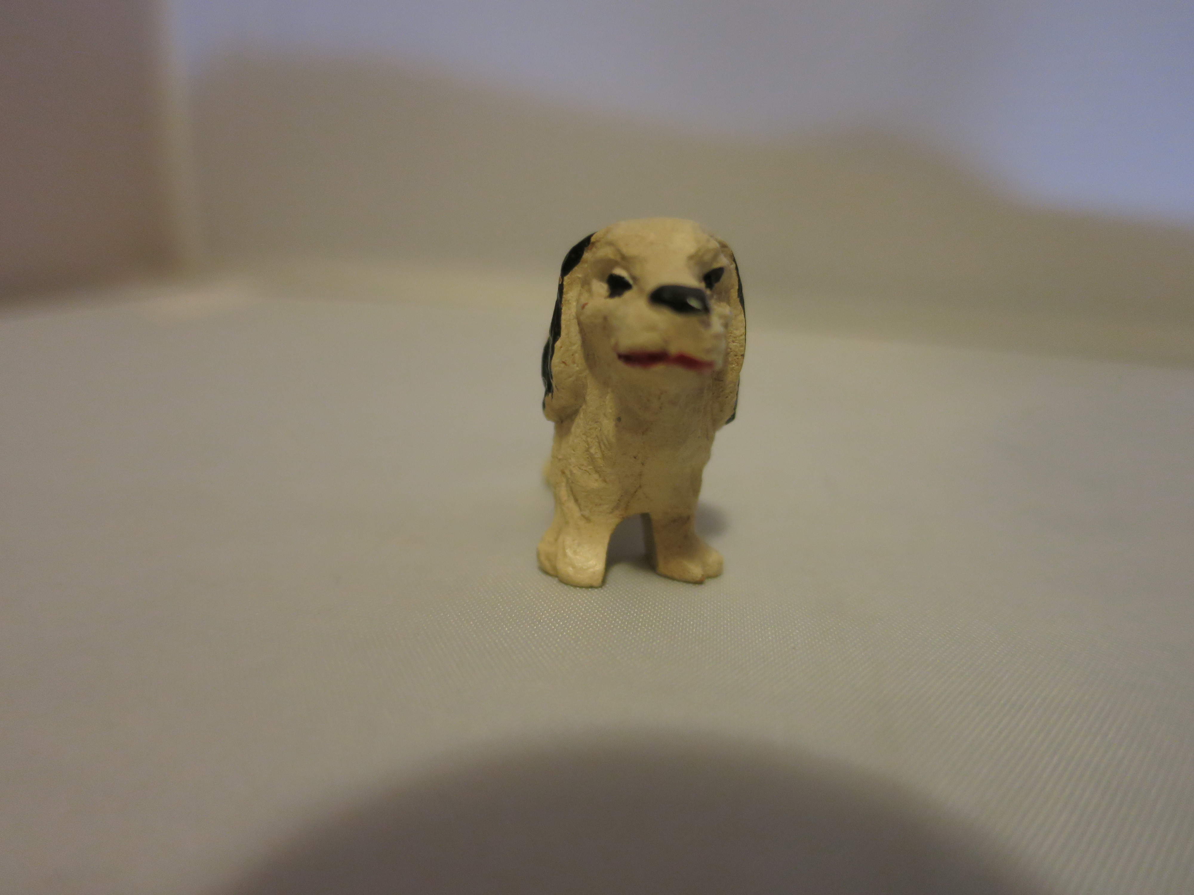 Antique Miniature Dog Figurine Hard Plastic Doll House