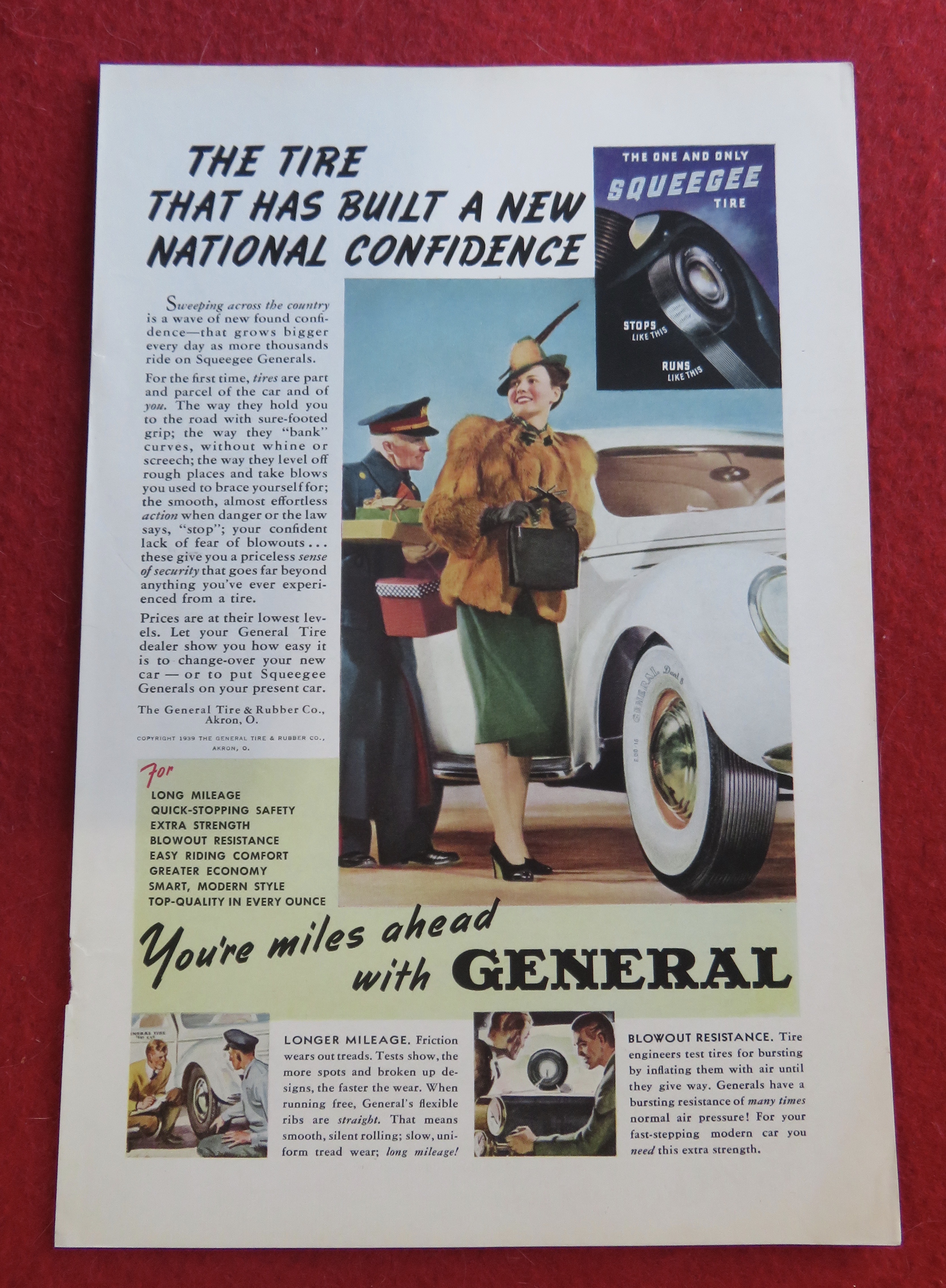 1939 General Tires with Woman Getting Out Of The Car
