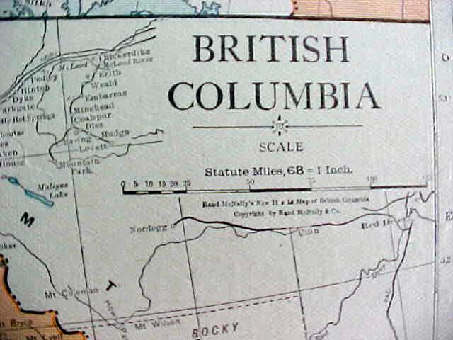 Antique Map British Columbia South America 1916