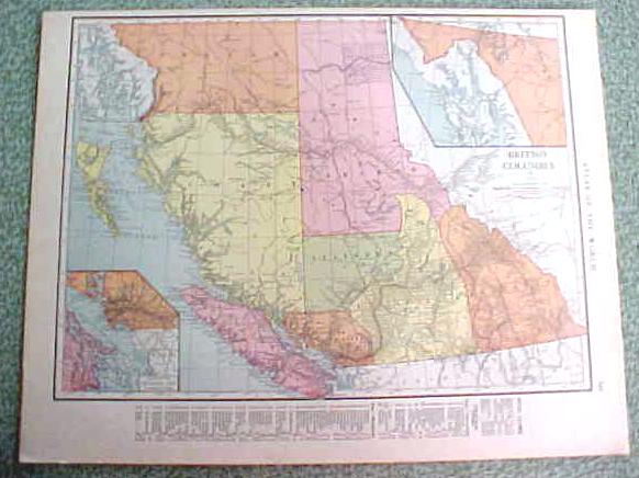 Antique Map British Columbia South America 1916