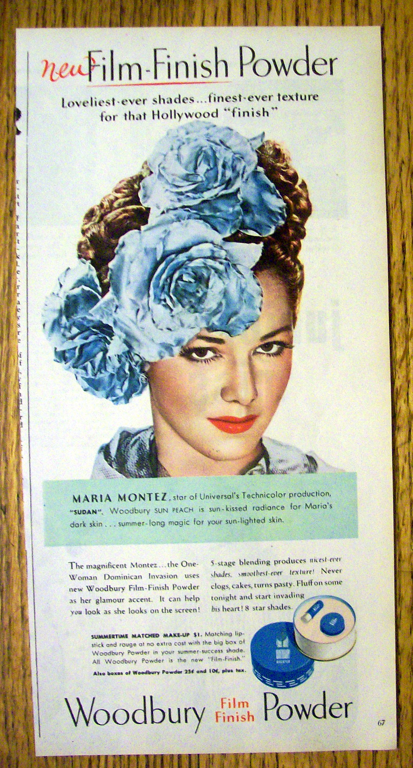 1945 Woodbury Film Finish Powder with Maria Montez
