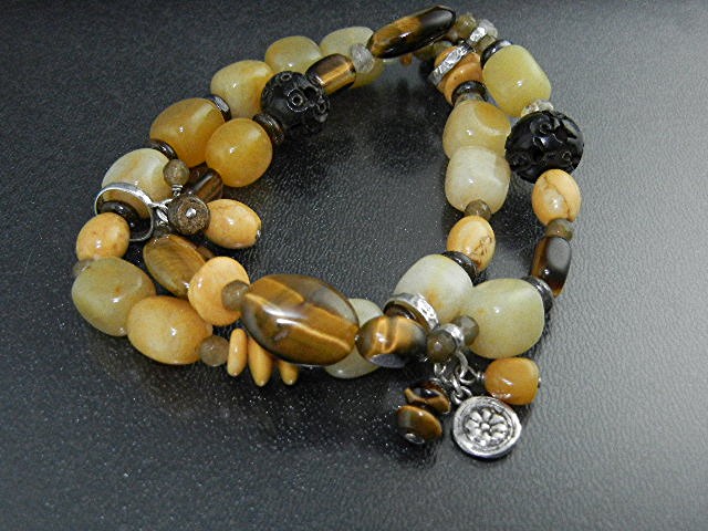 Silpada Sterling Silver Bronzite Serpentine Yellow Jasp
