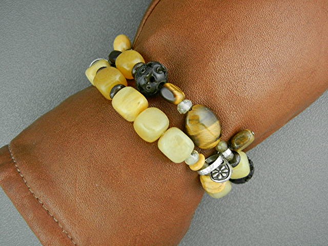 Silpada Sterling Silver Bronzite Serpentine Yellow Jasp
