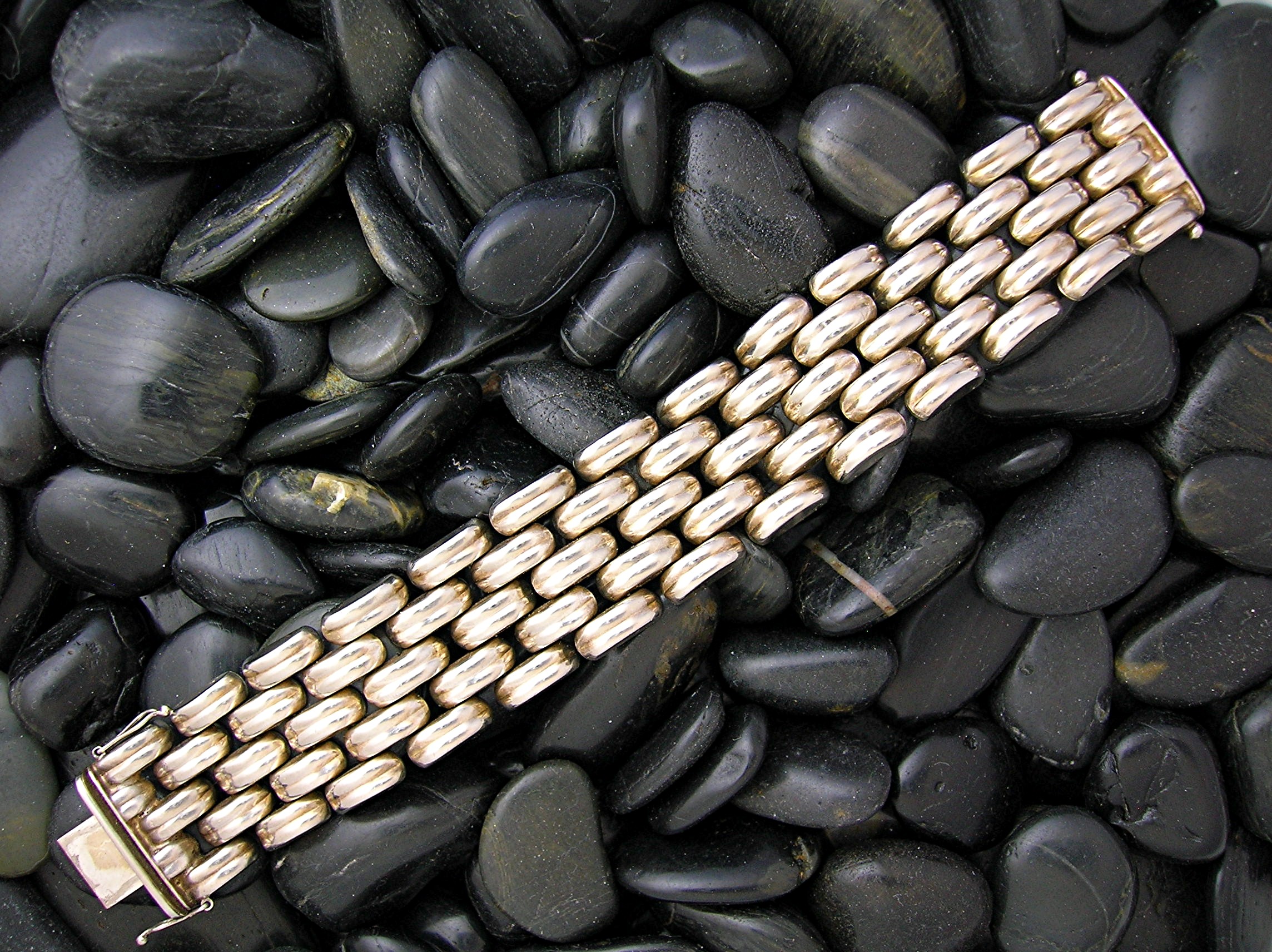 Sterling Silver Woven Link Vintage Bracelet ITALY