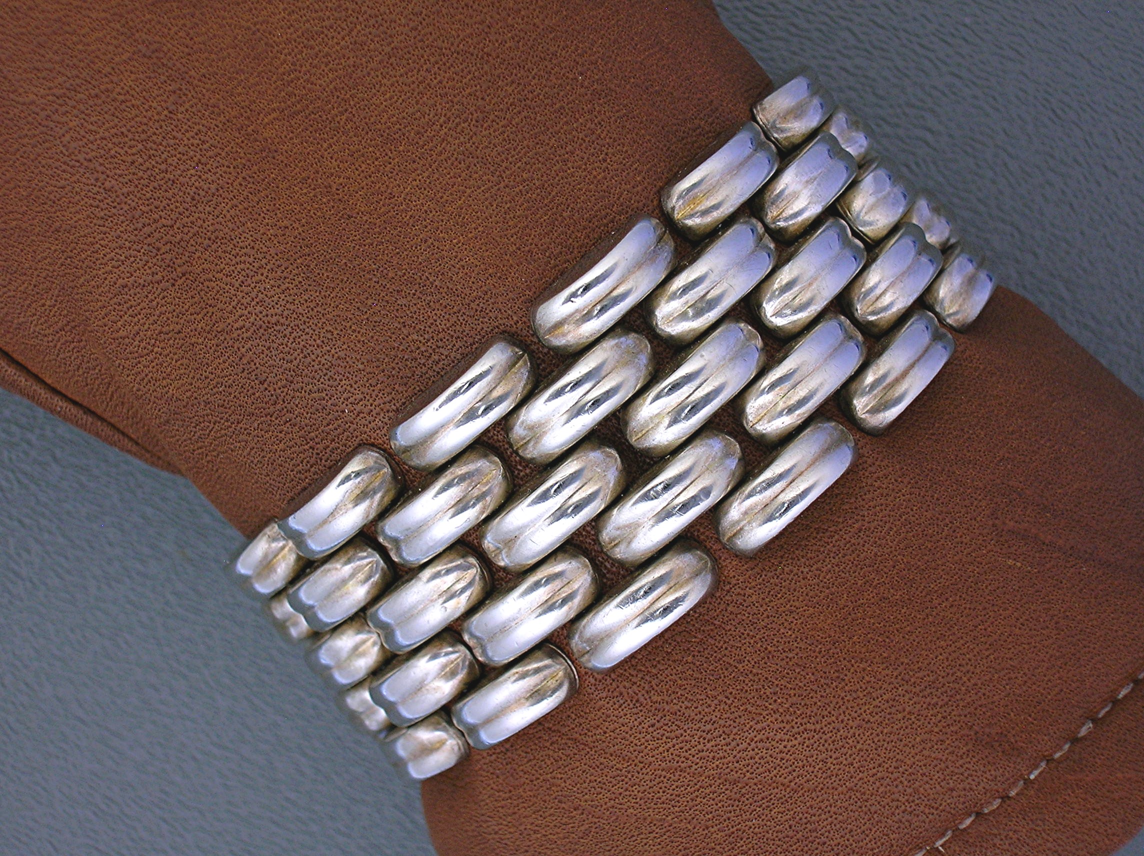 Sterling Silver Woven Link Vintage Bracelet ITALY