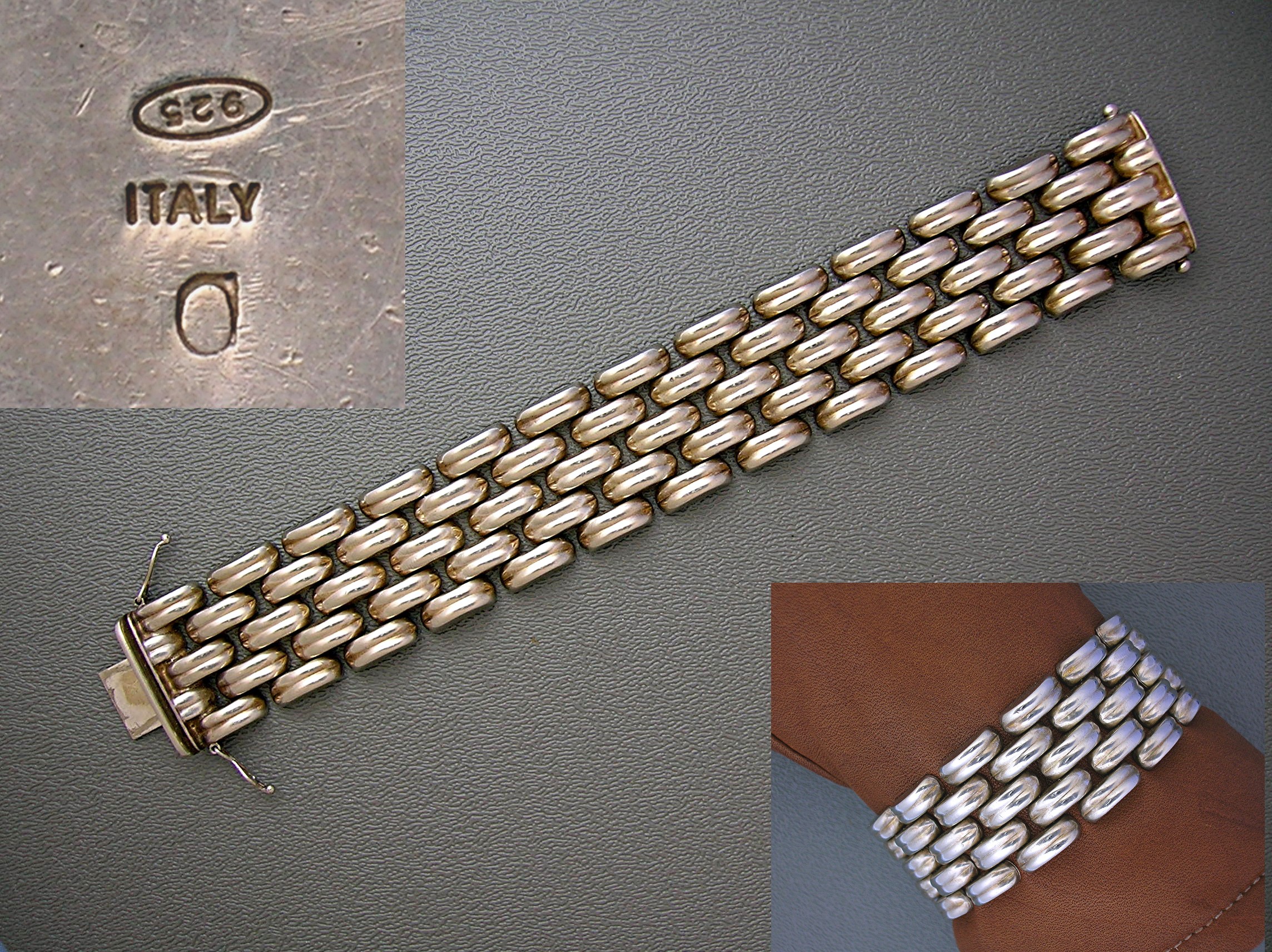 Sterling Silver Woven Link Vintage Bracelet ITALY