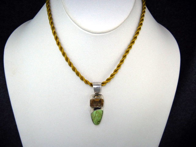 Navajo Gaspeite Citrine Sterling Silver  R. Bennett Pen