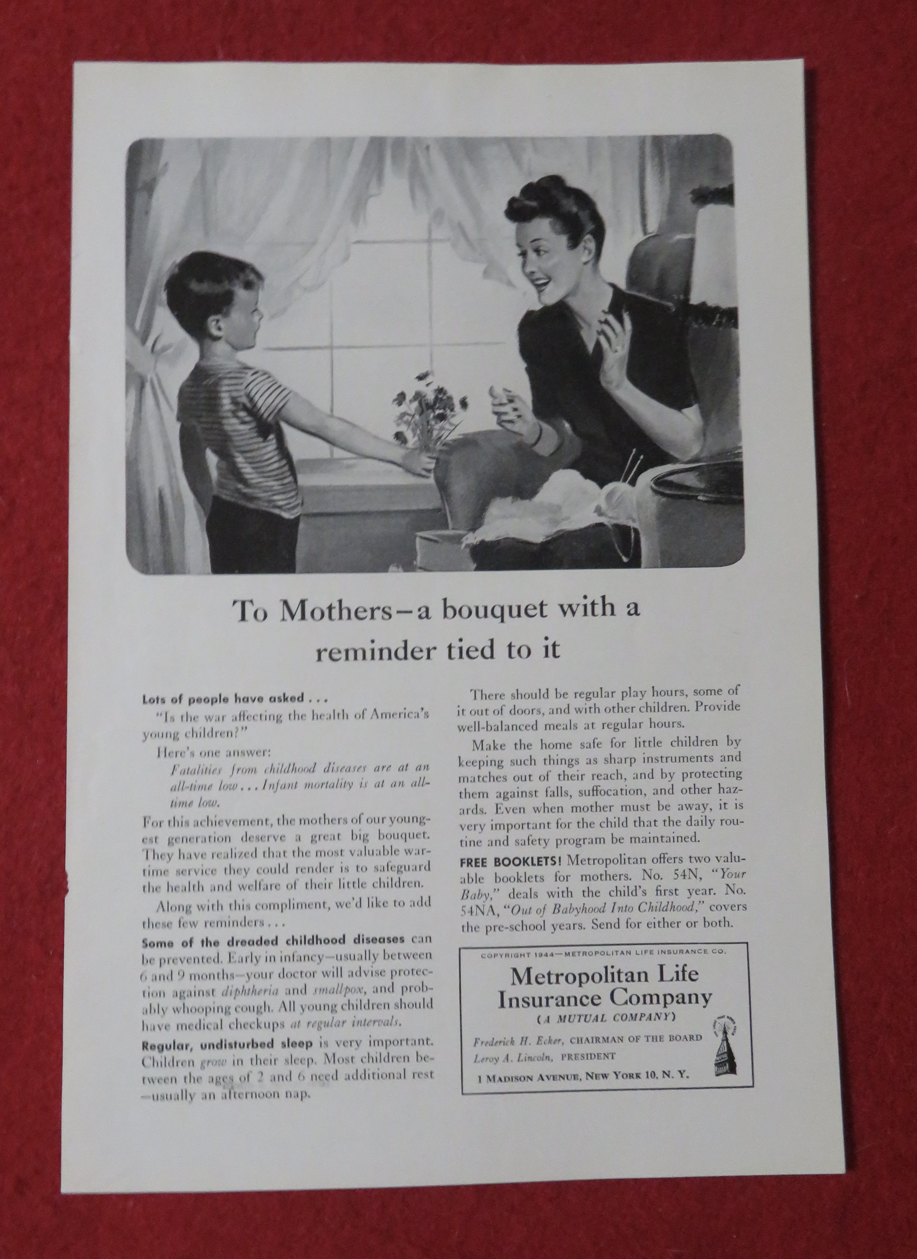 1944 Metropolitan Life Insurance with Mom & Son
