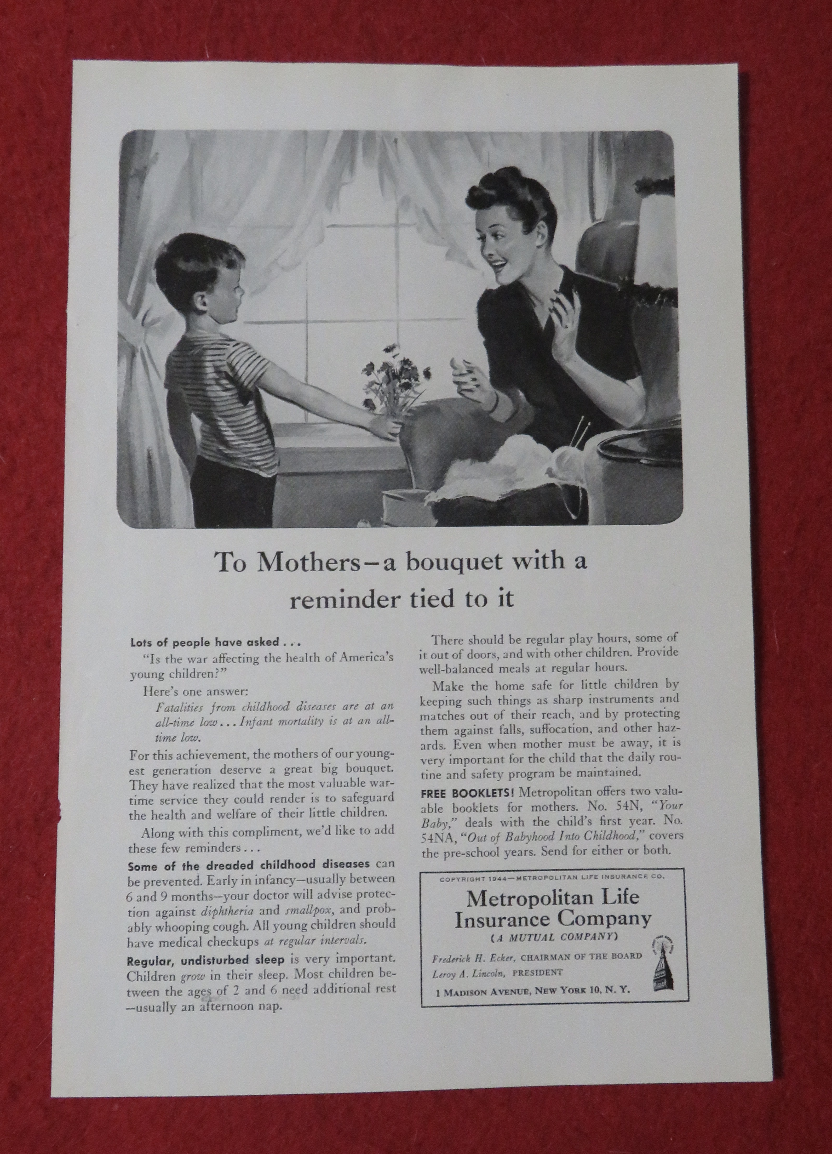 1944 Metropolitan Life Insurance with Mom & Son