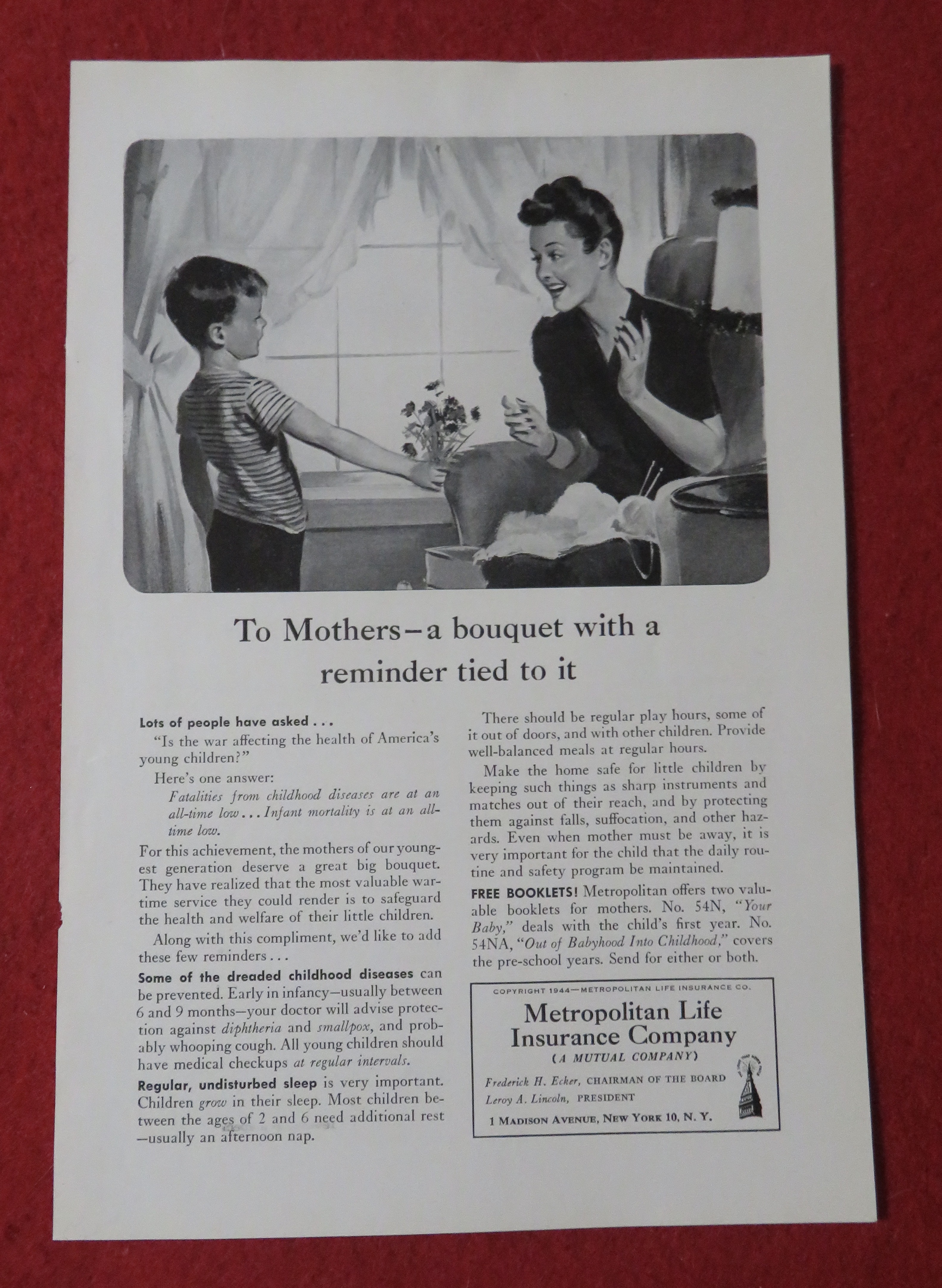 1944 Metropolitan Life Insurance with Mom & Son