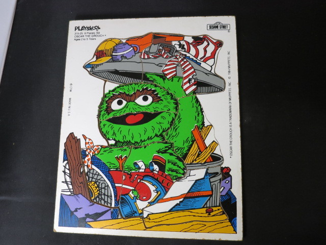 Oscar the Grouch Playskool Sesame Street Wooden Tray Puzzle