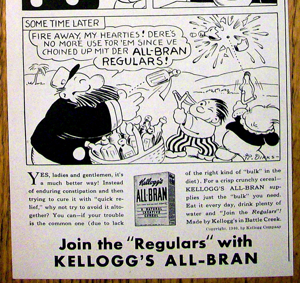 1940 Kellogg's All-Bran Cereal with Captain & the Kids